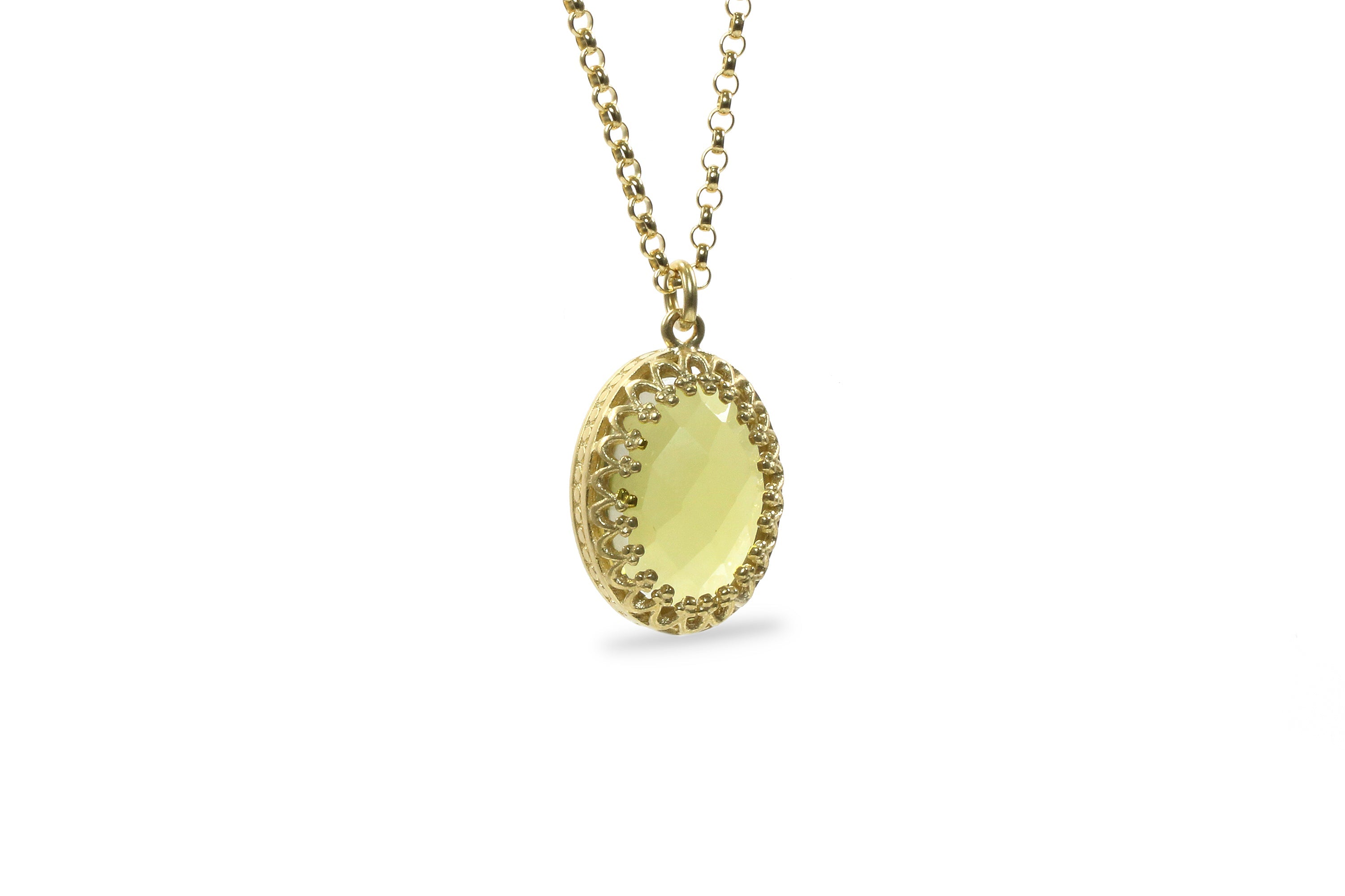 Dazzling Oval Cut Lemon Quartz Gold Pendant Necklace necklaces Anemone Jewelry