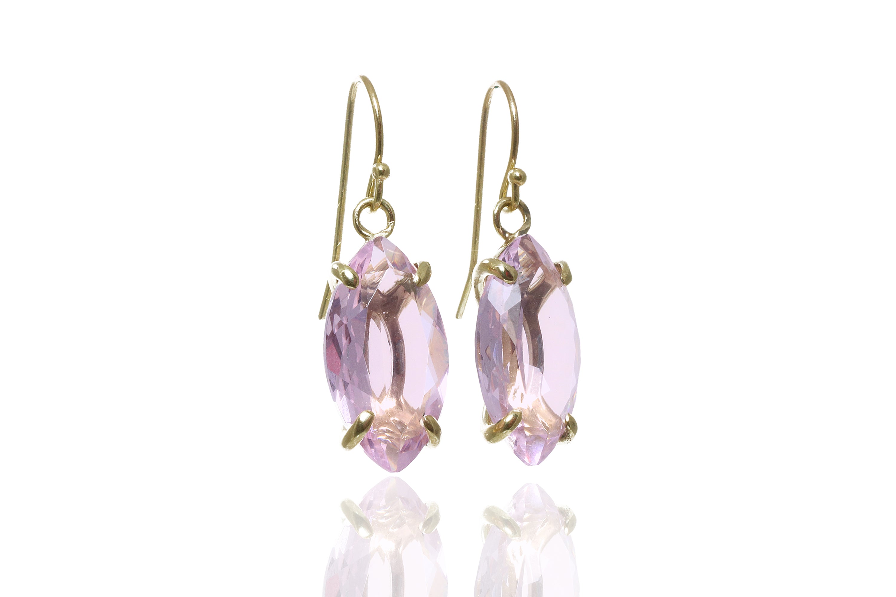 Gold Marquise Rose Quartz Earrings Earrings Anemone Jewelry
