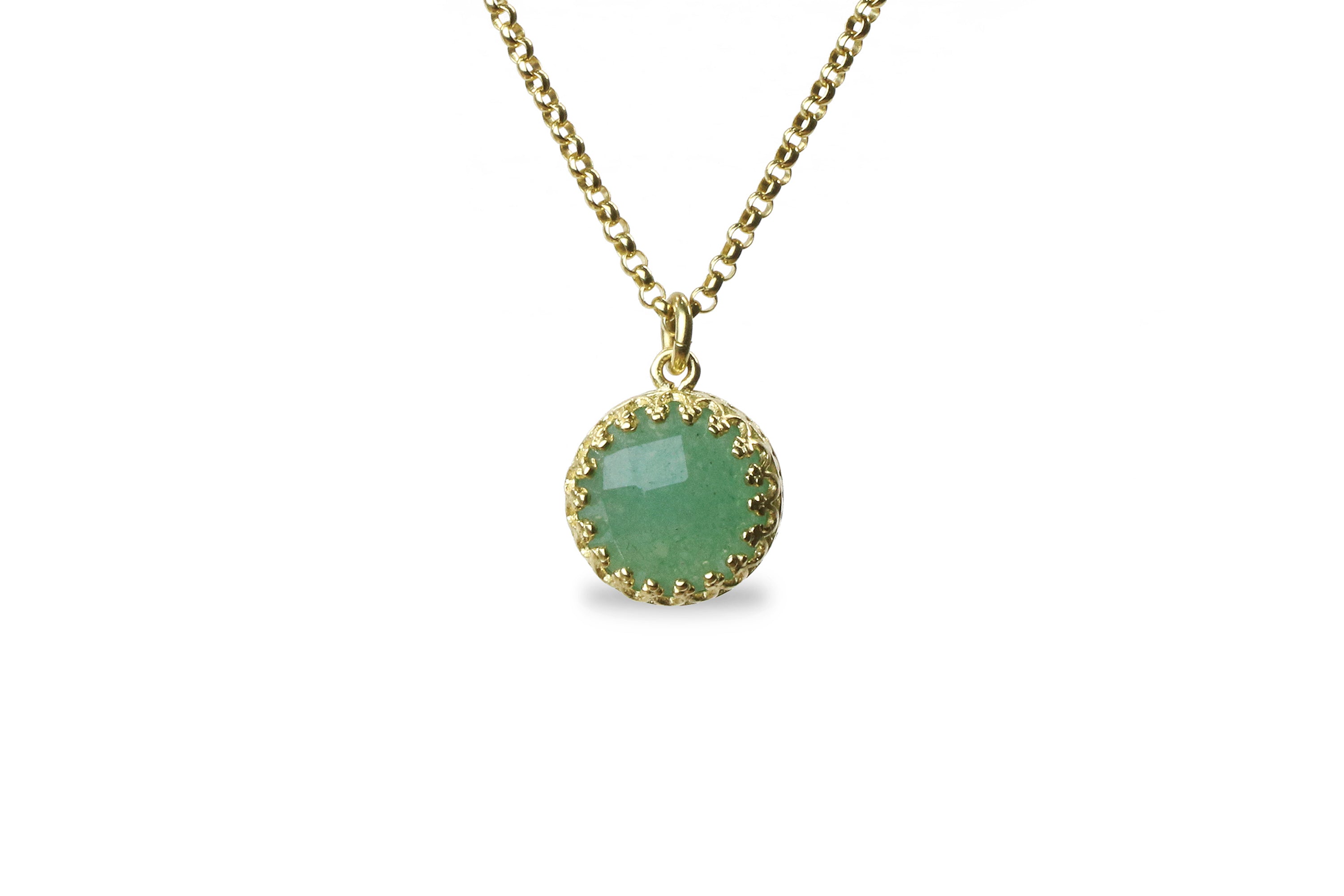 Round Green Aventurine Necklace in Gold Filled necklaces Anemone Jewelry