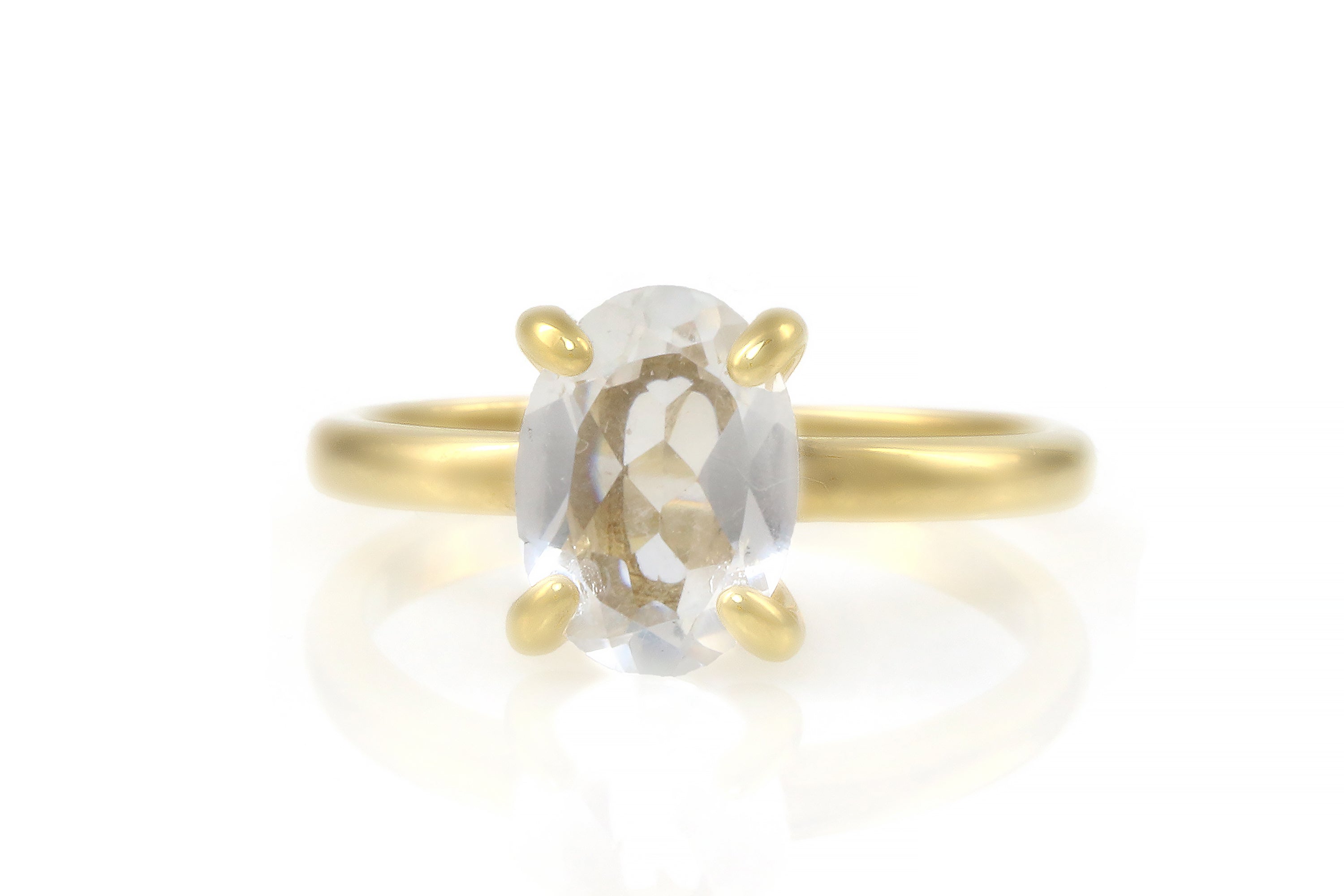 Chic Solitaire Crystal Quartz Gold Ring Rings Anemone Unique