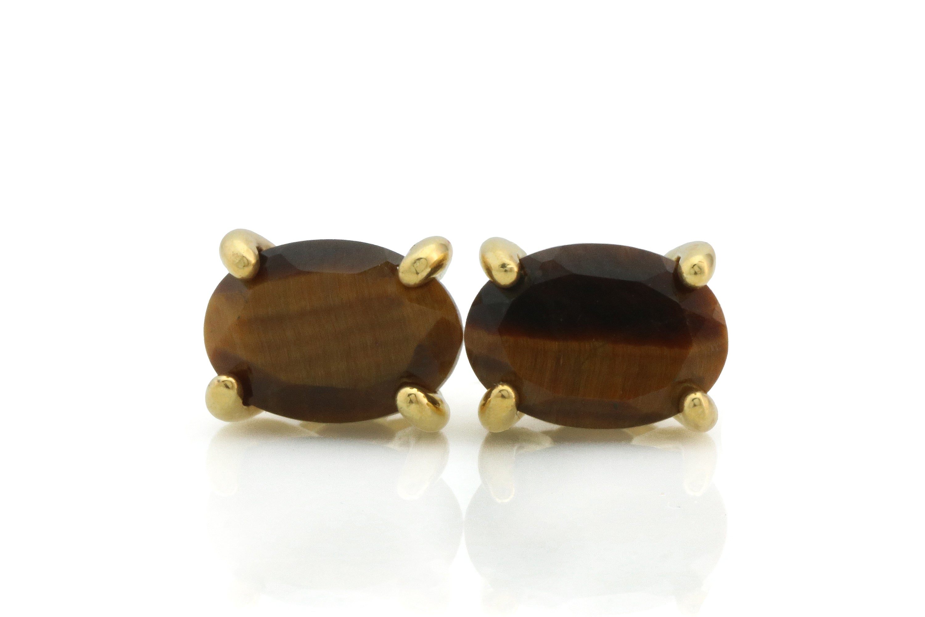 Unique Tiger Eye Stud Earrings in 14k Gold Earrings Anemone Unique