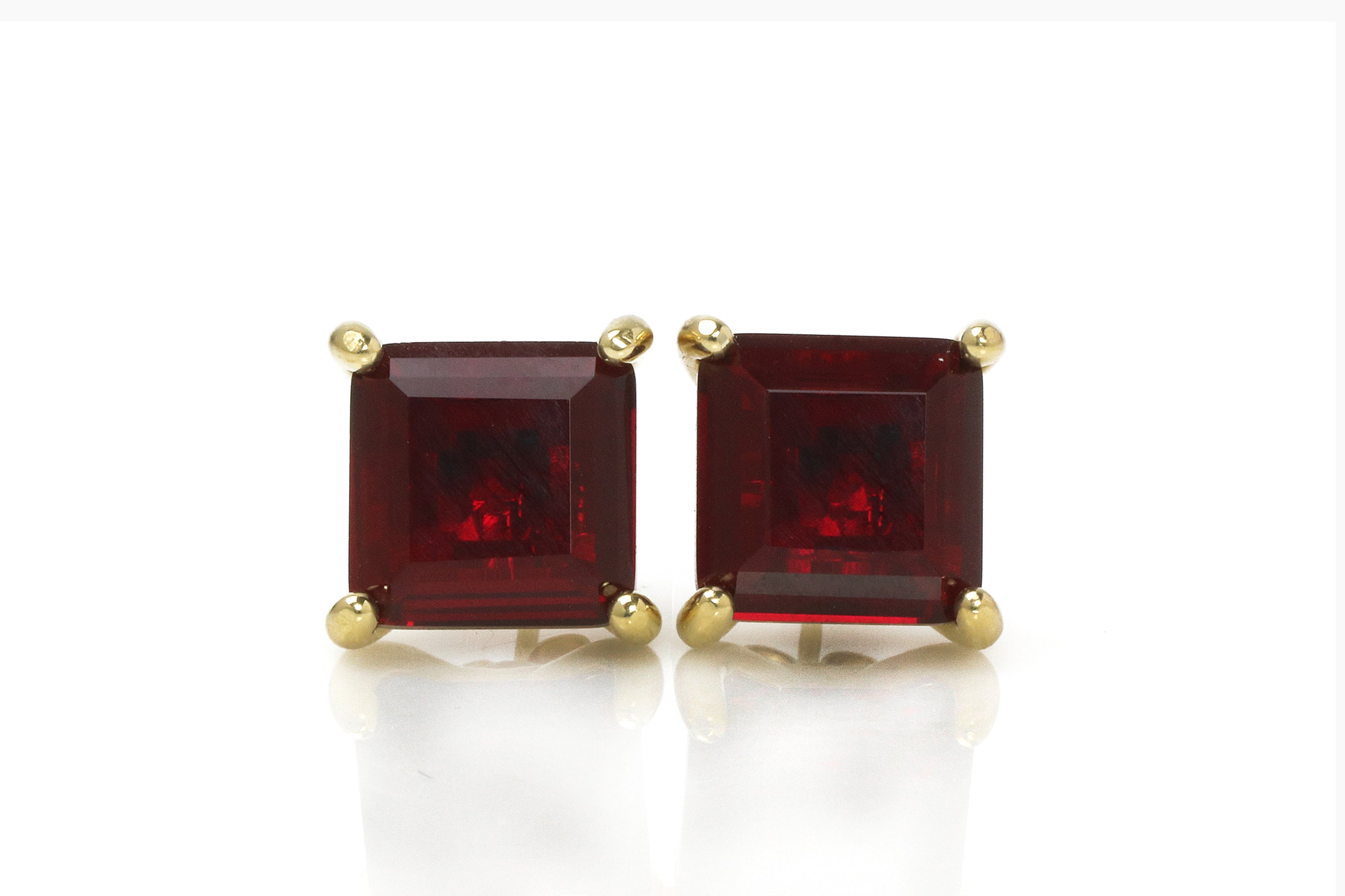Vibrant Square Garnet Gold Earrings Earrings Anemone Unique