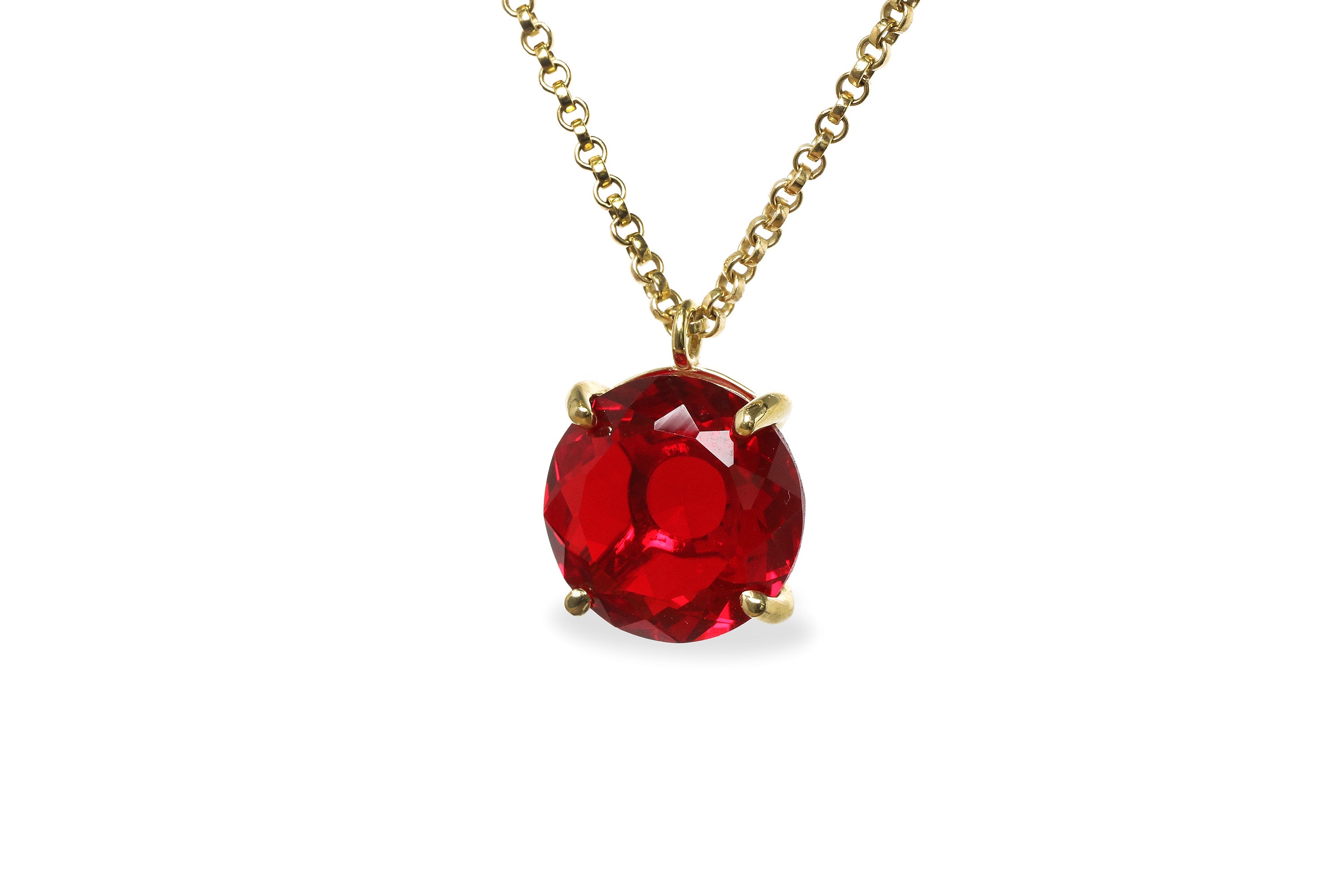 Round Ruby 14k Gold Necklace necklaces Anemone Jewelry