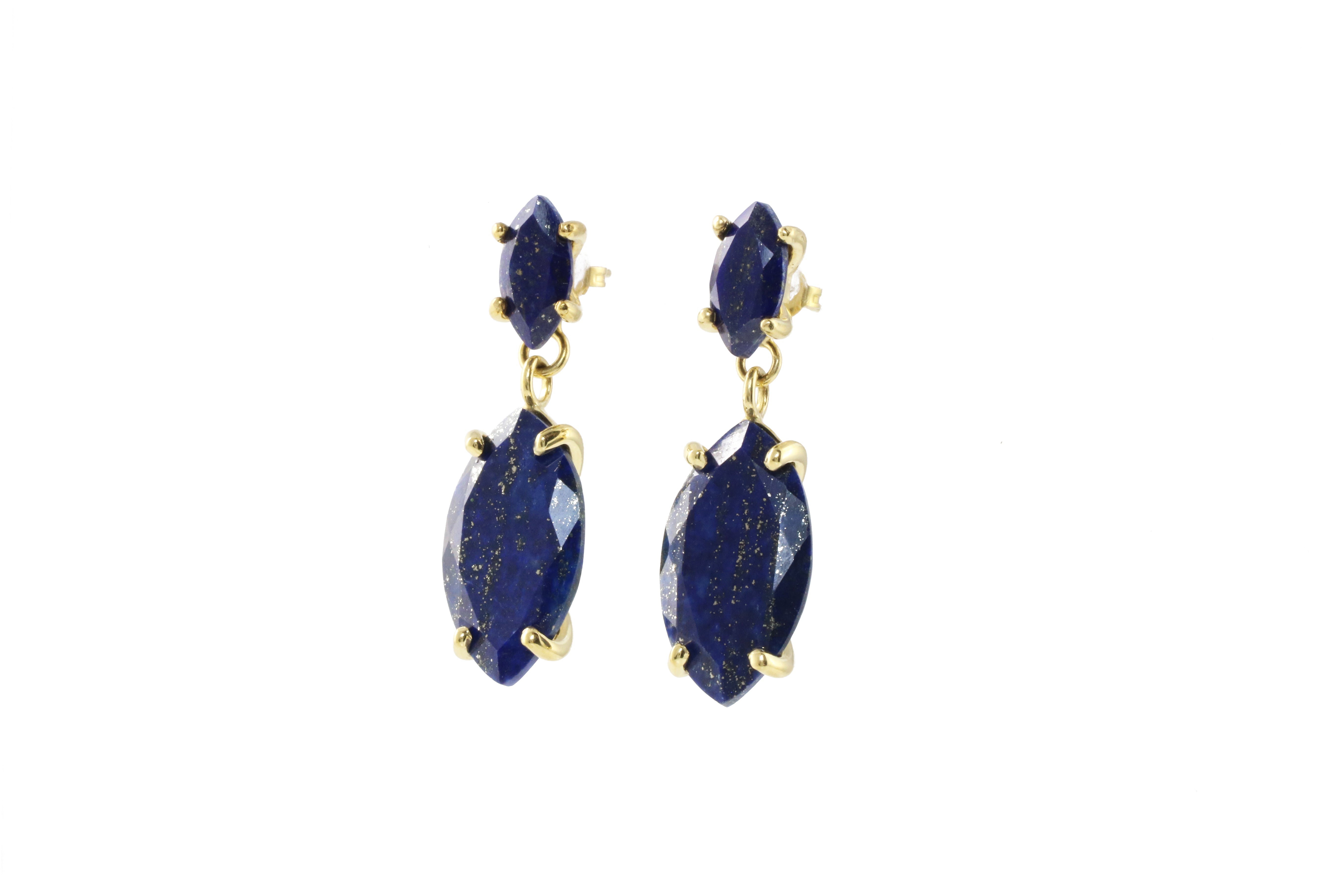 Glamorous Lapis Lazuli Gold Earrings Earrings Anemone Jewelry