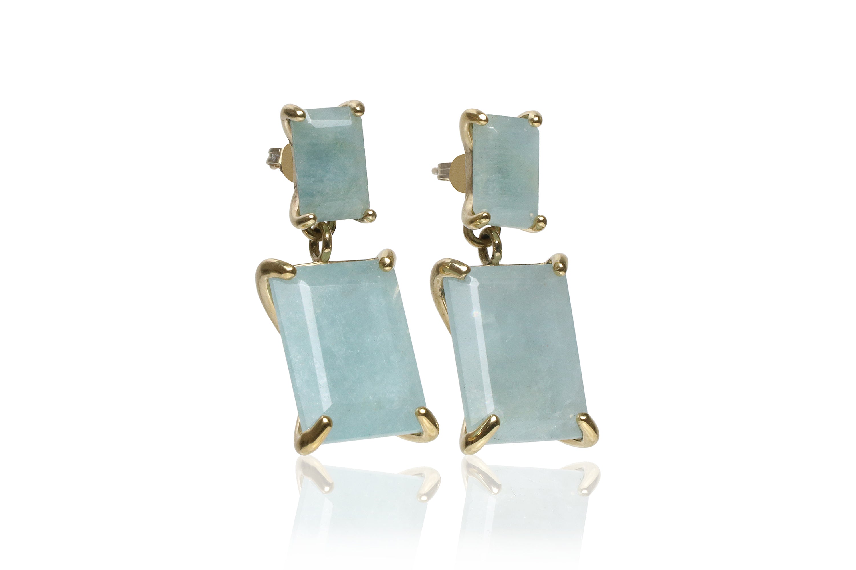 Statement Aquamarine Gold Filled Earrings Earrings Anemone Jewelry