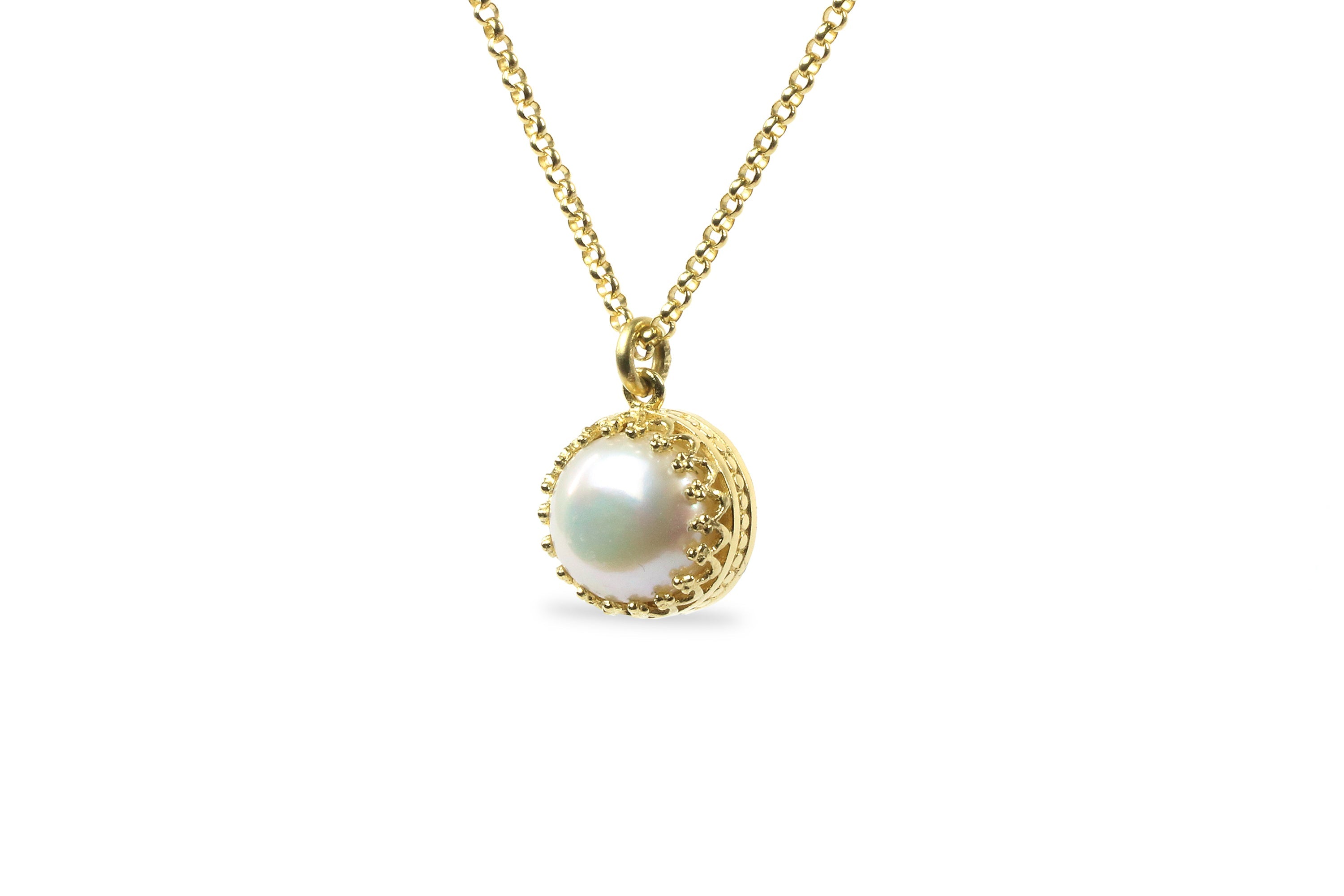 Stunning Gold White Pearl Necklace necklaces Anemone Jewelry