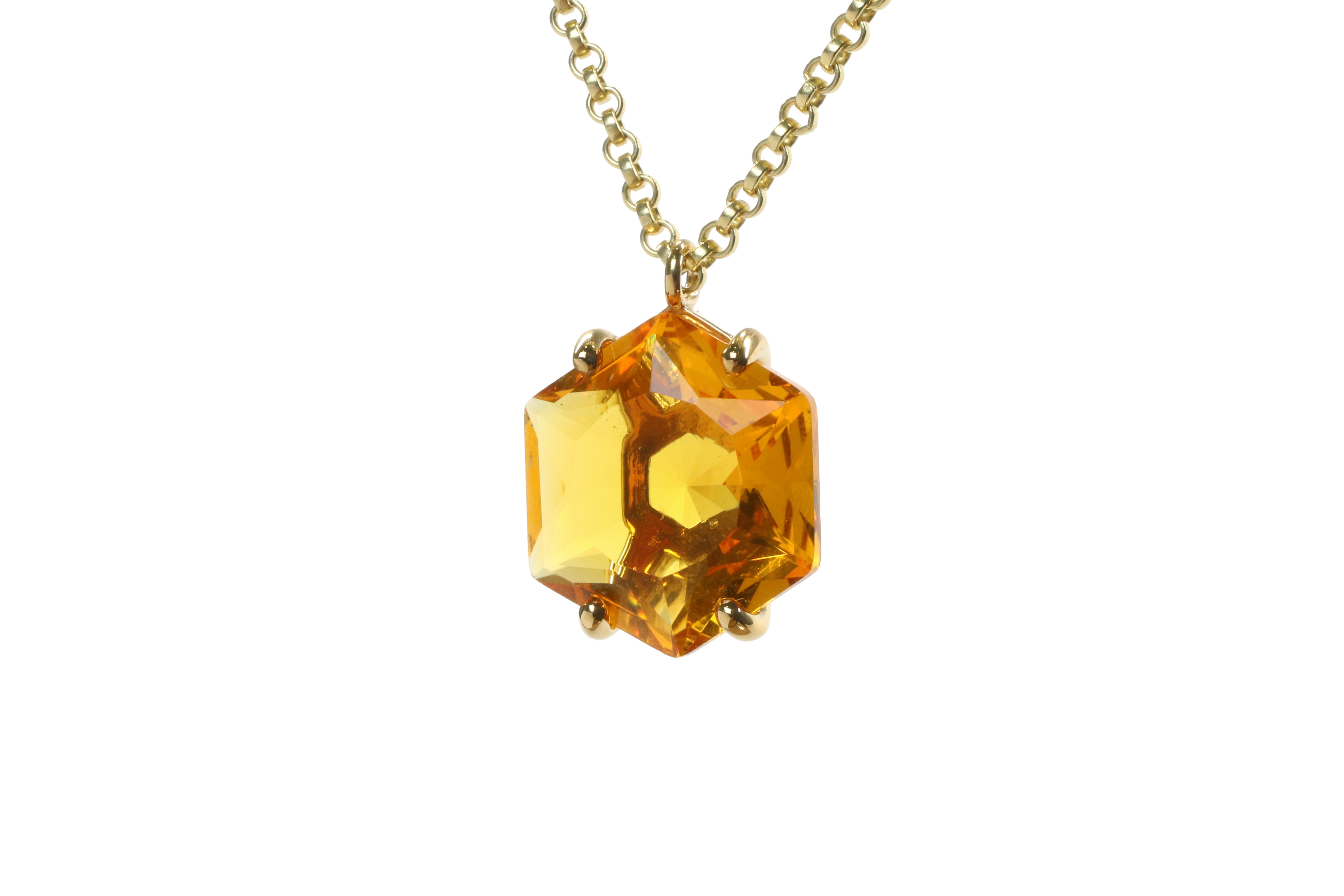 Brilliant Hexagon Citrine Gold Necklace necklaces Anemone Jewelry