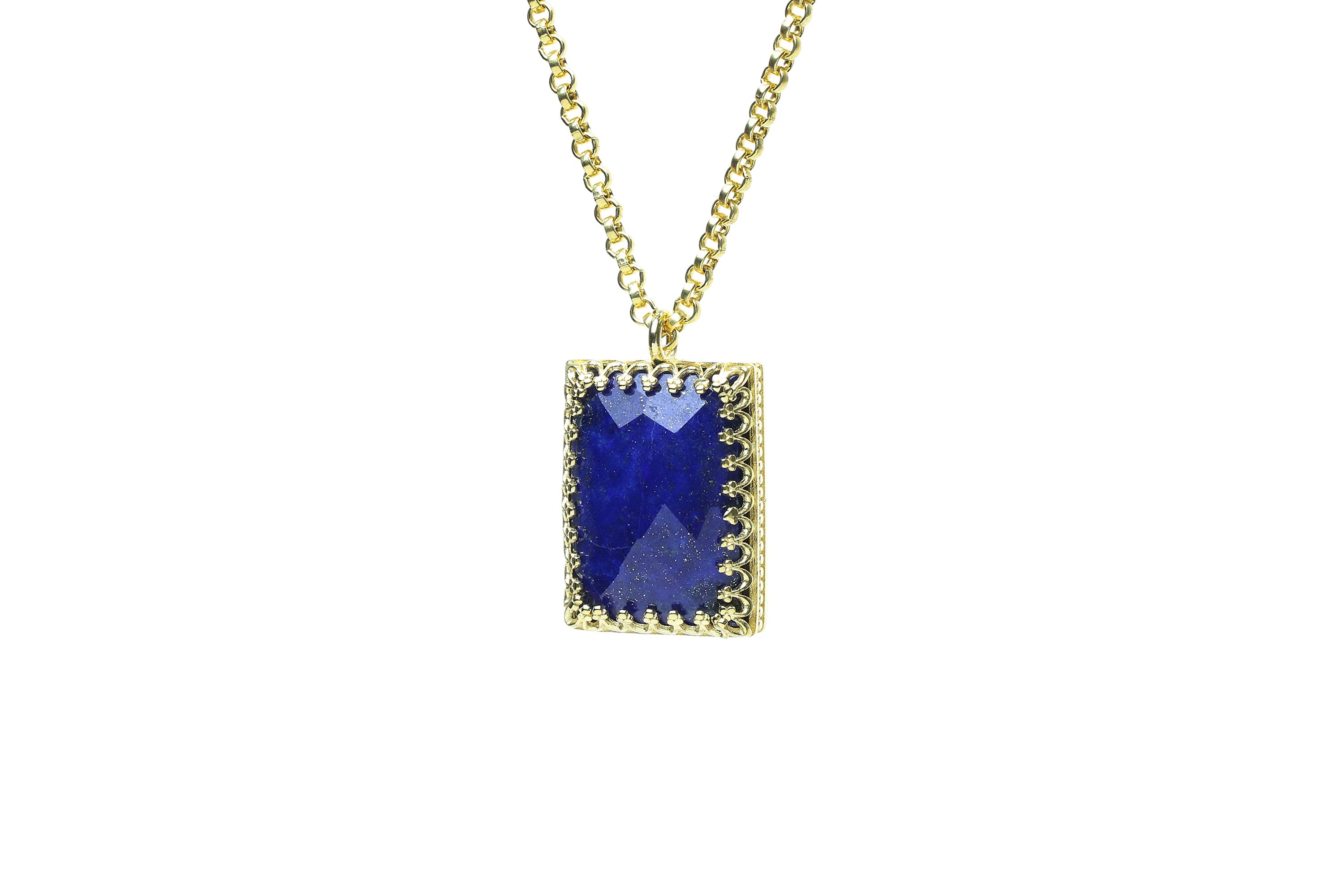 Classic Lapis Lazuli Necklace in 14k Yellow Gold necklaces Anemone Jewelry