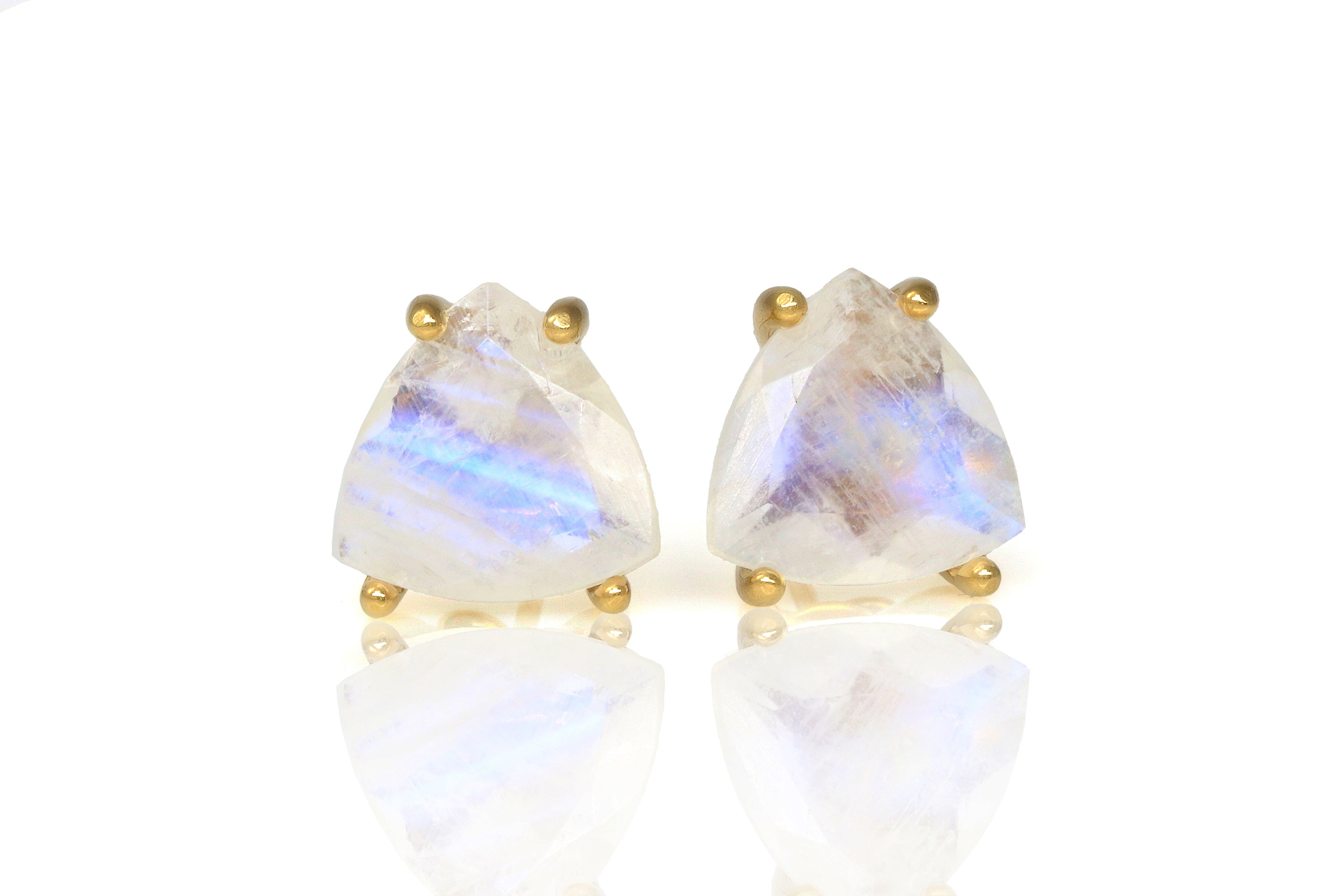 Natural Moonstone Earrings in 14k Gold Stud Earrings Anemone Unique