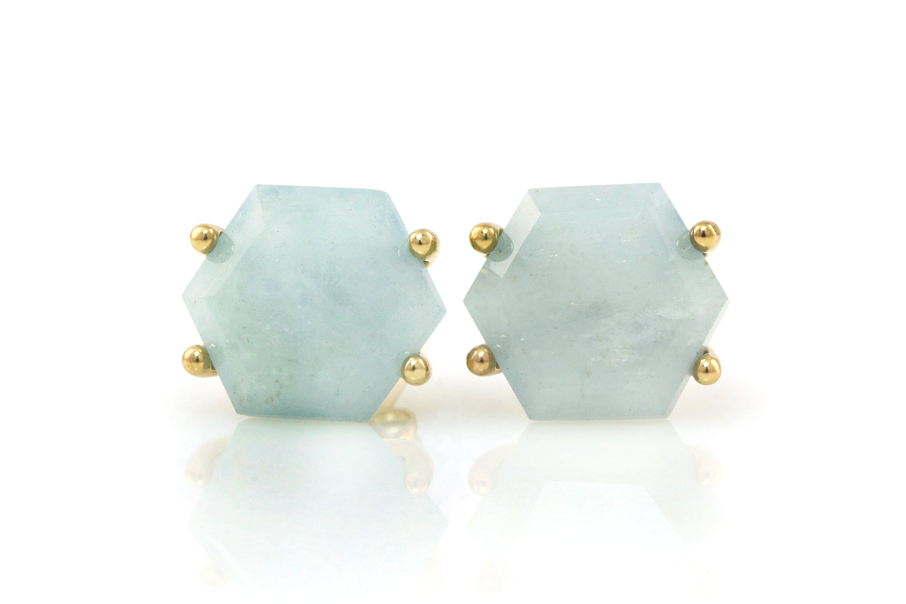 Fashion Gold Aquamarine Stud Earrings Earrings Anemone Unique