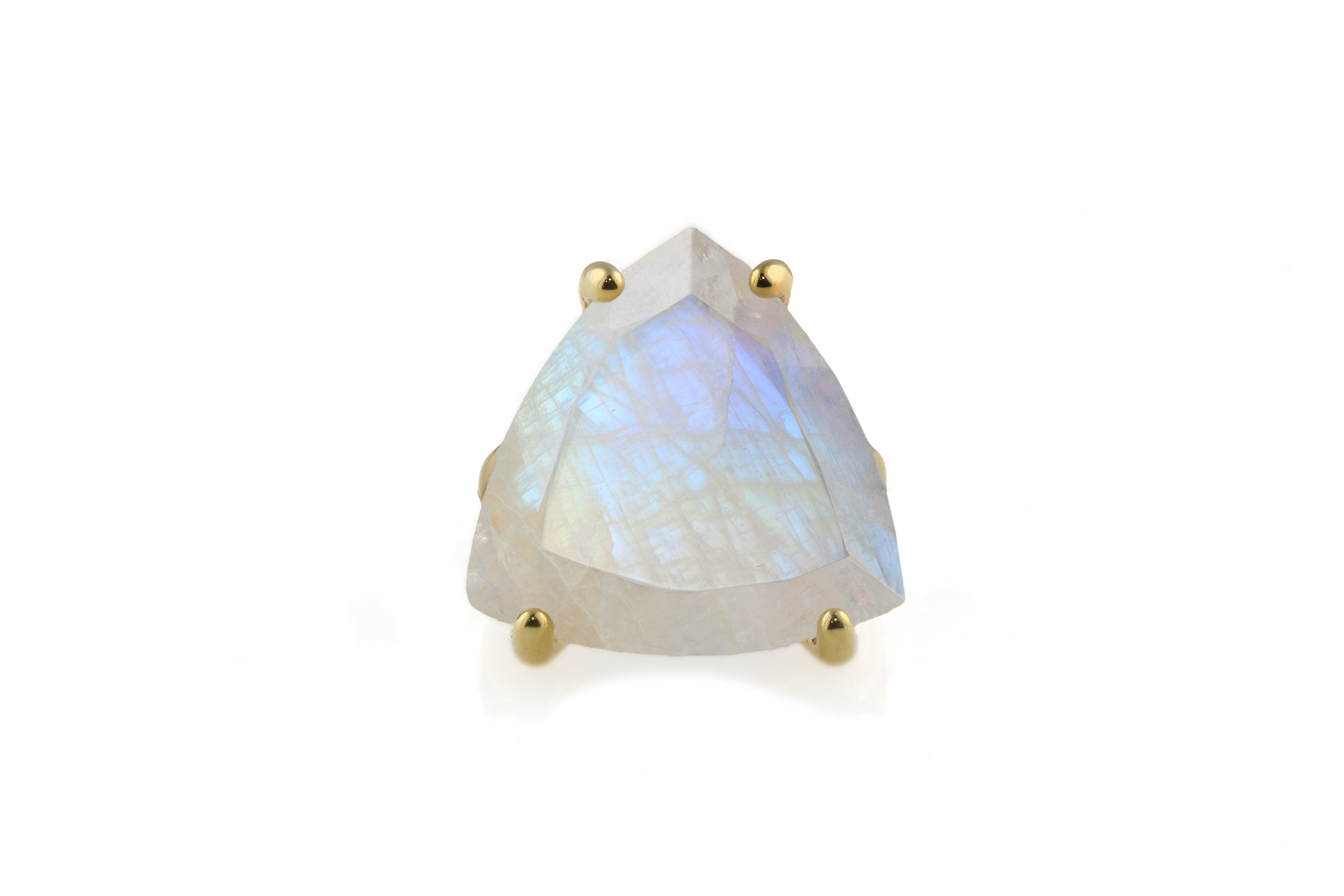 Rainbow Moonstone Trillion 14k Gold Ring Rings Anemone Jewelry