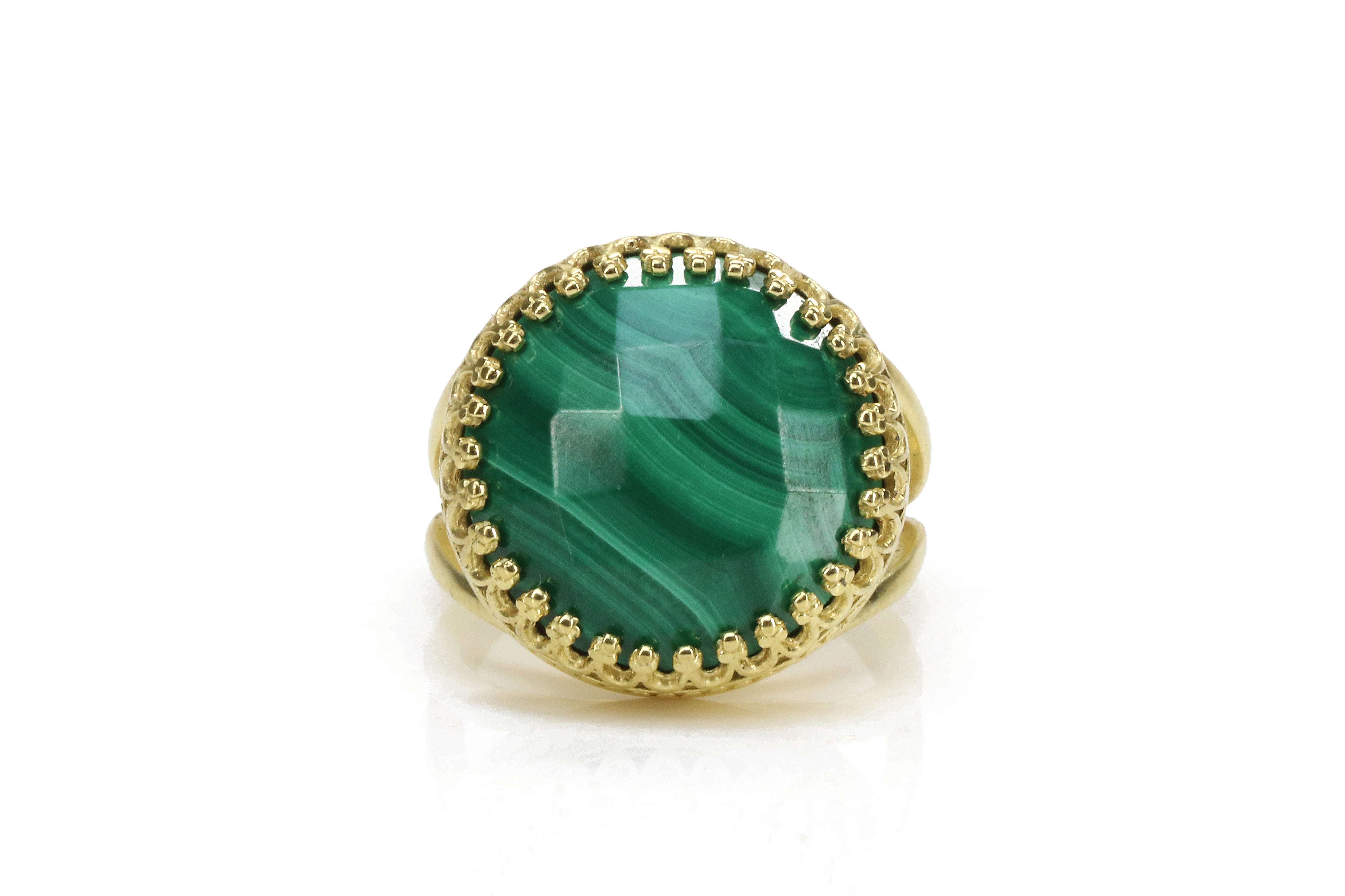 Banded Malachite Ring in 14k Gold Rings Anemone Jewelry