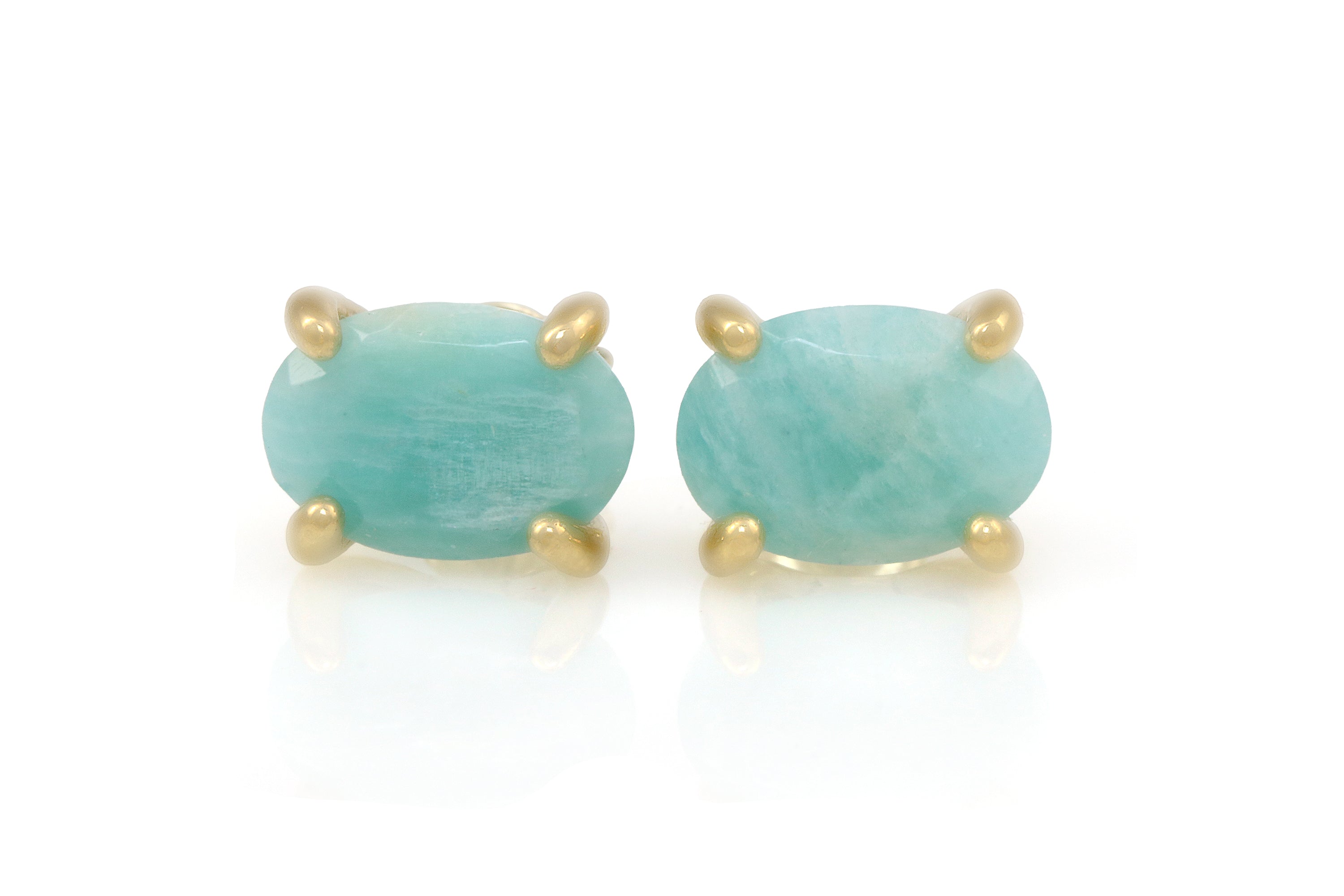 Delicate Oval Amazonite Gold Earrings Earrings Anemone Unique