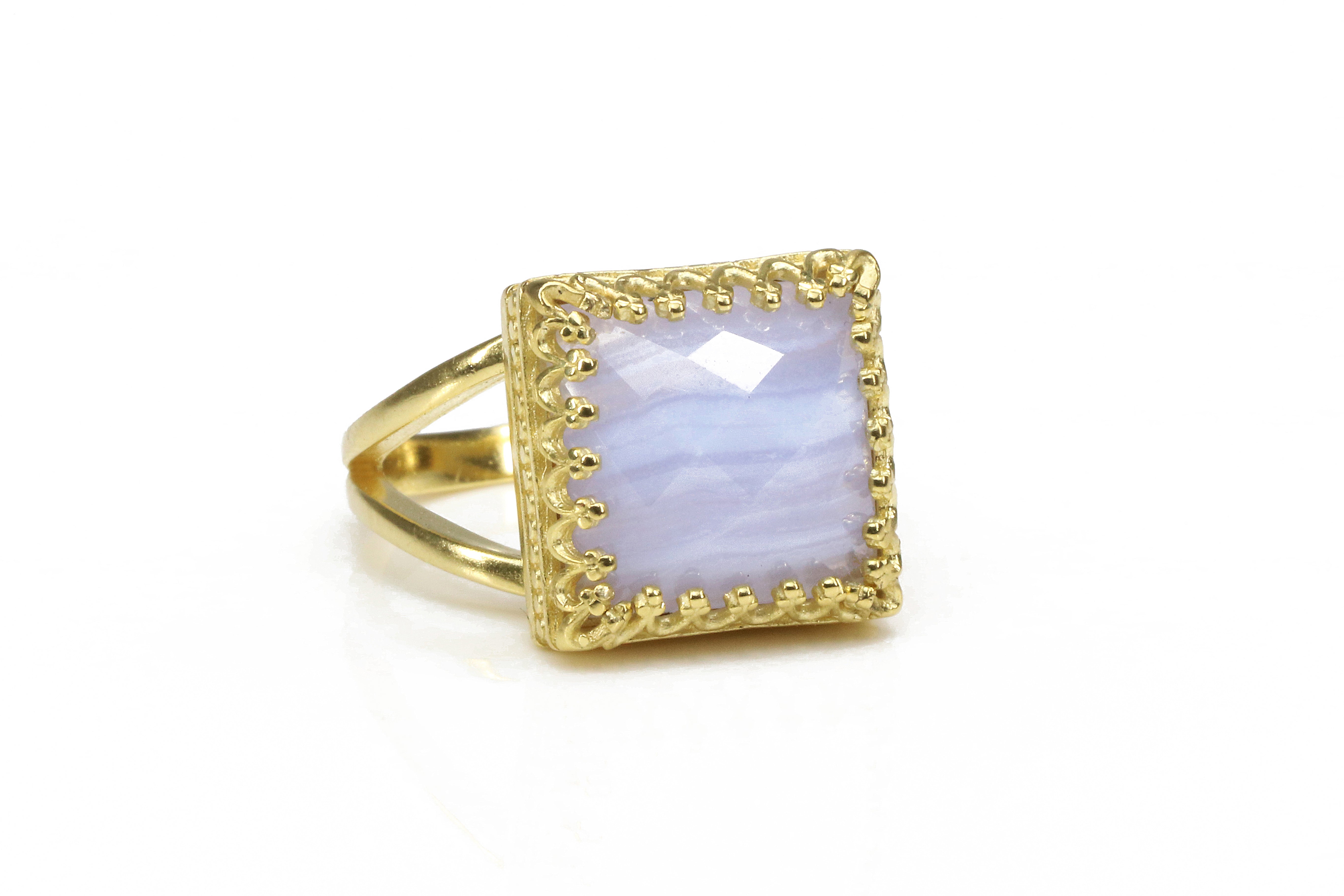 Baby Blue Lace Agate Ring in Sterling Silver Rings Anemone Jewelry