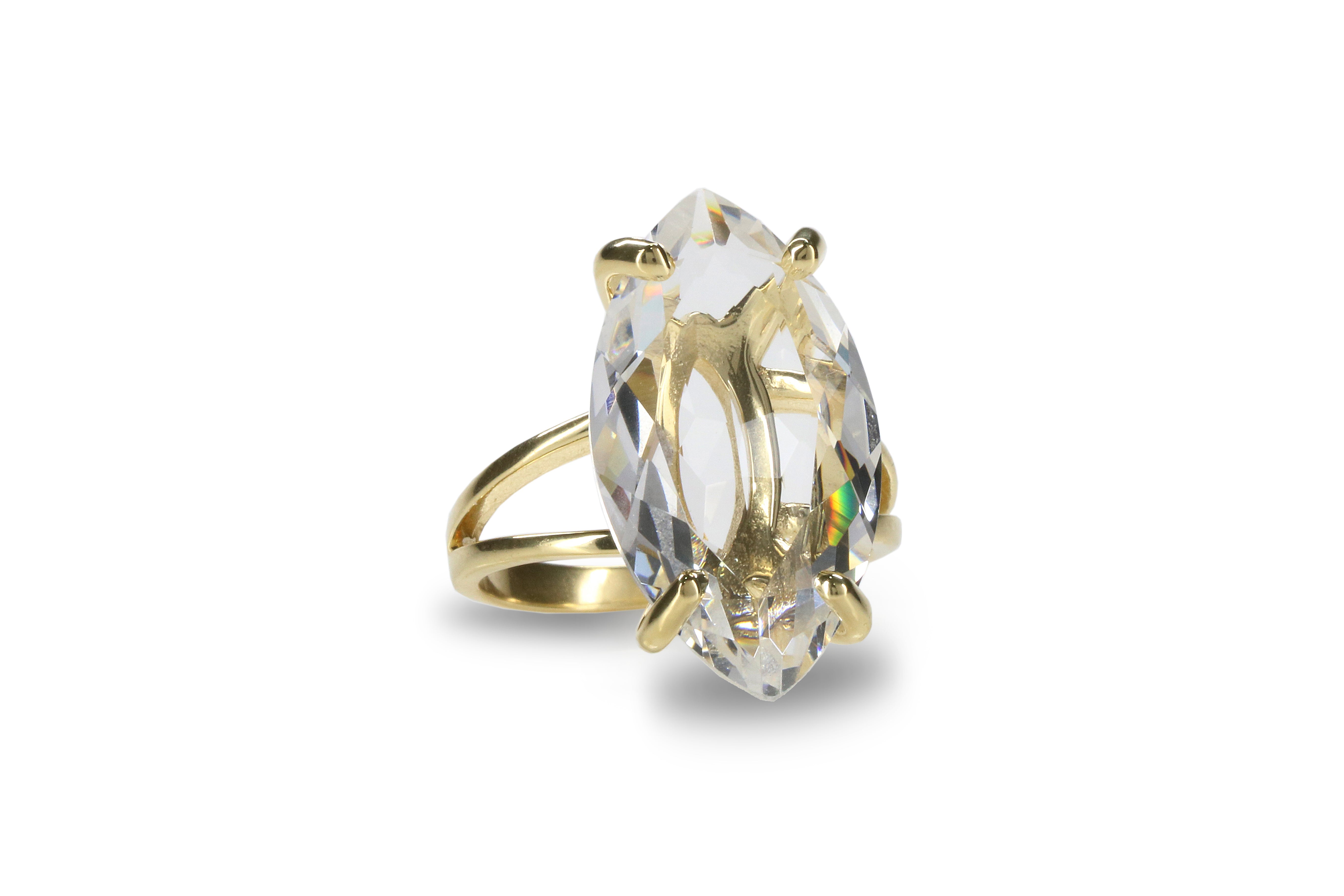 Marquise Quartz Crystal in Rose Gold Rings Anemone Jewelry