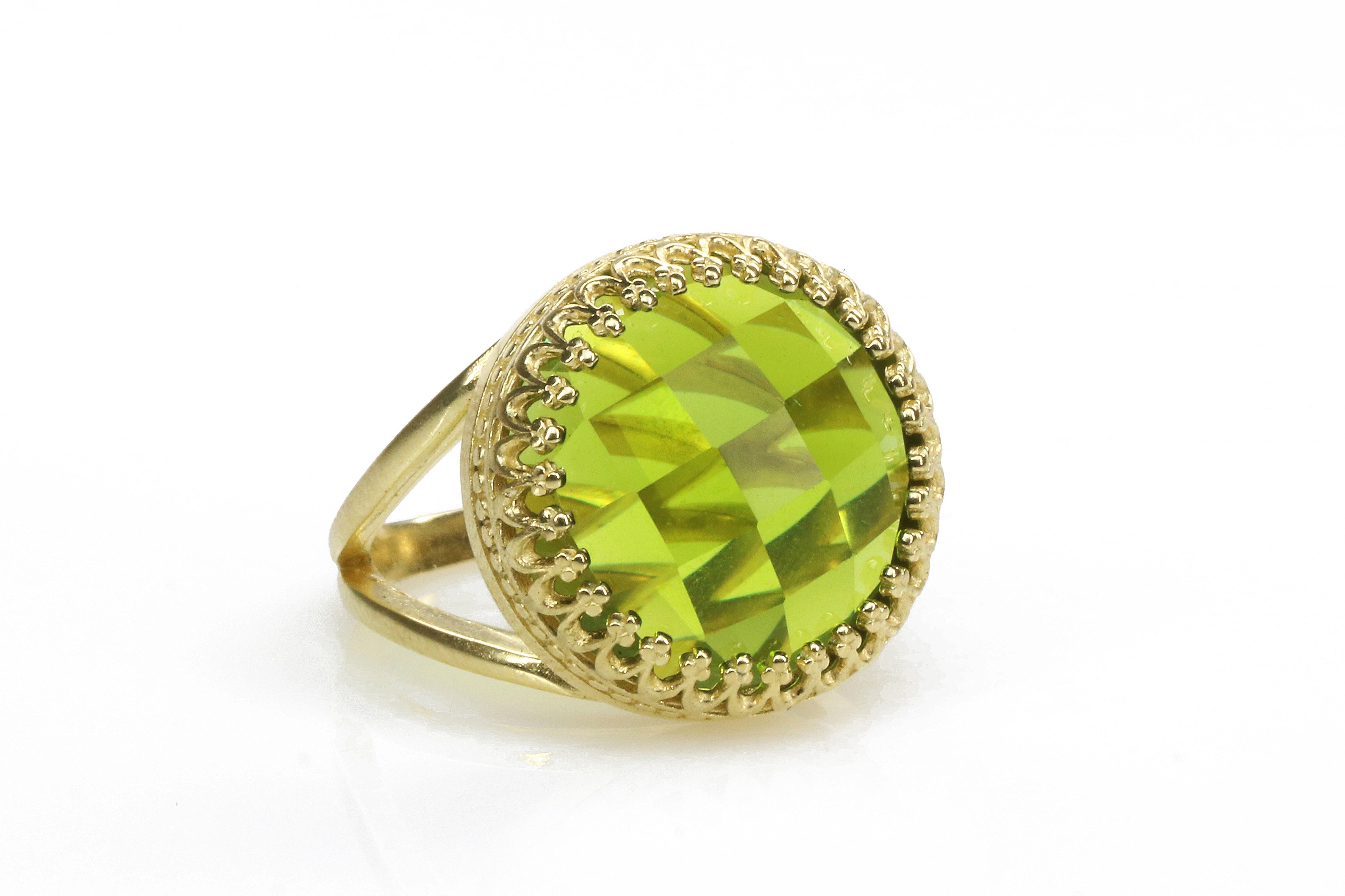 Statement Peridot Birthstone Ring in 14k Gold Rings Anemone Jewelry