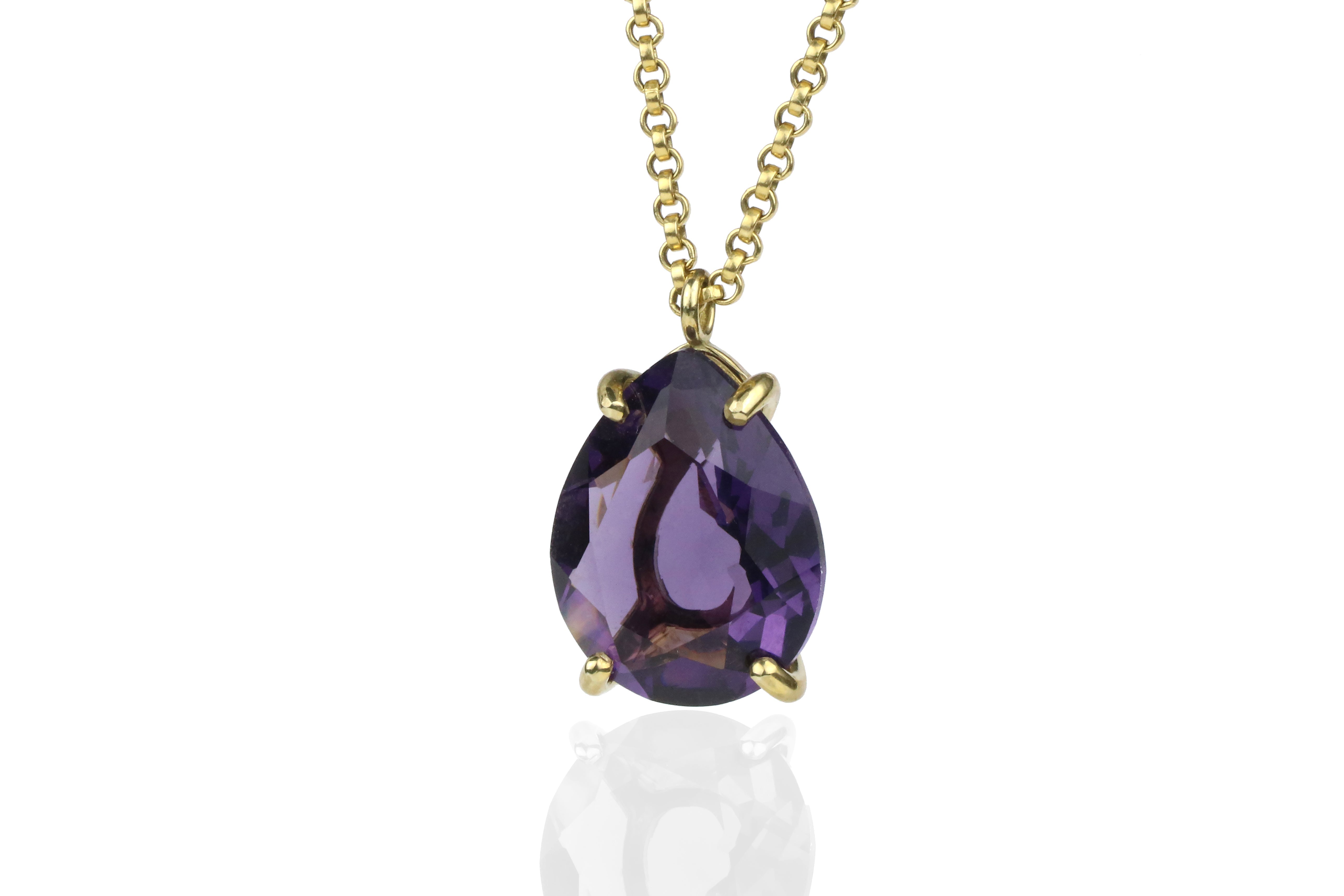 Statement Pear Amethyst Necklace in 925 Sterling Silver necklaces Anemone Jewelry