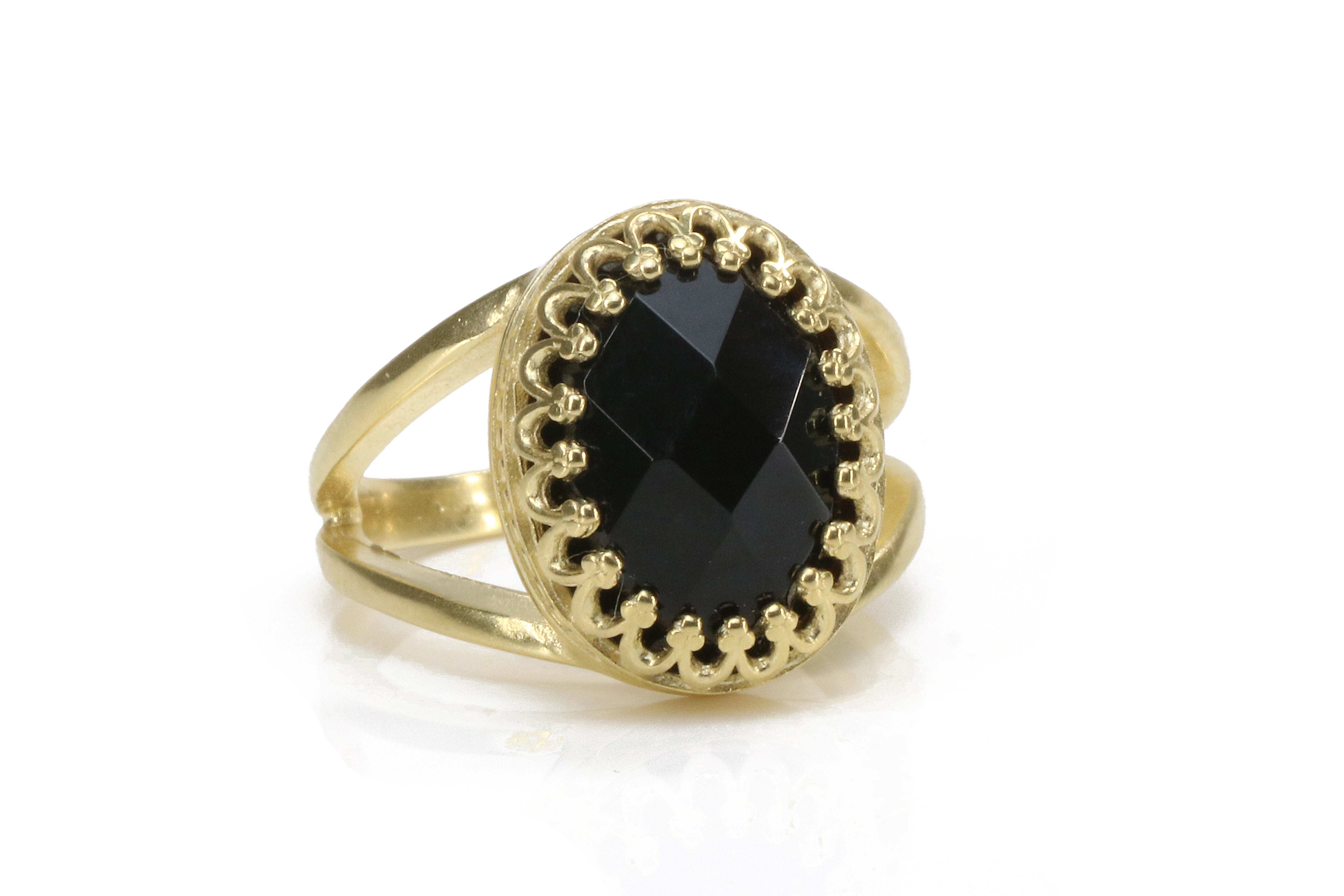Oval Black Onyx Ring in Rose Gold Rings Anemone Jewelry