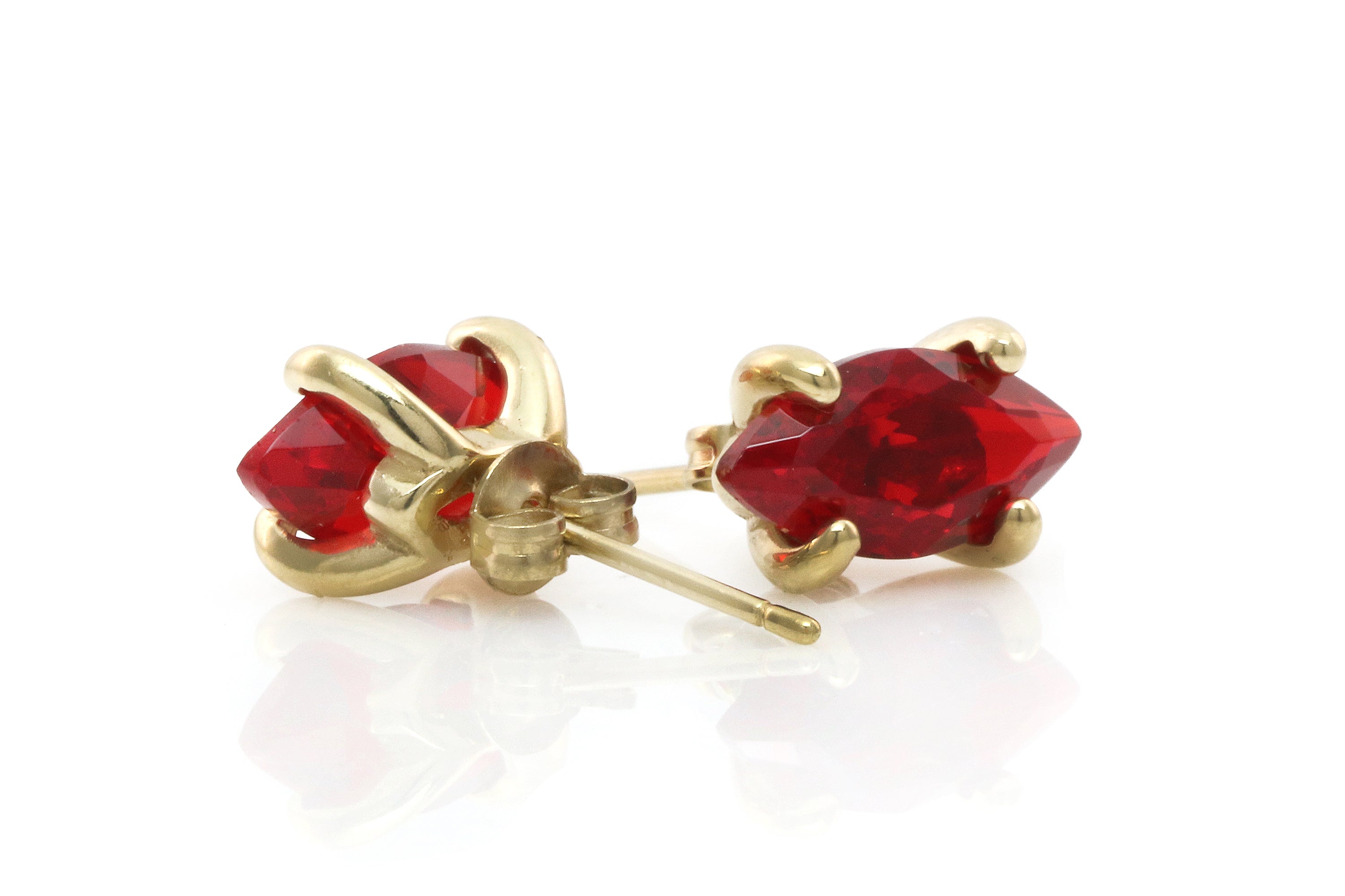 Dainty Marquise Red Ruby Gold Earrings Earrings Anemone Unique