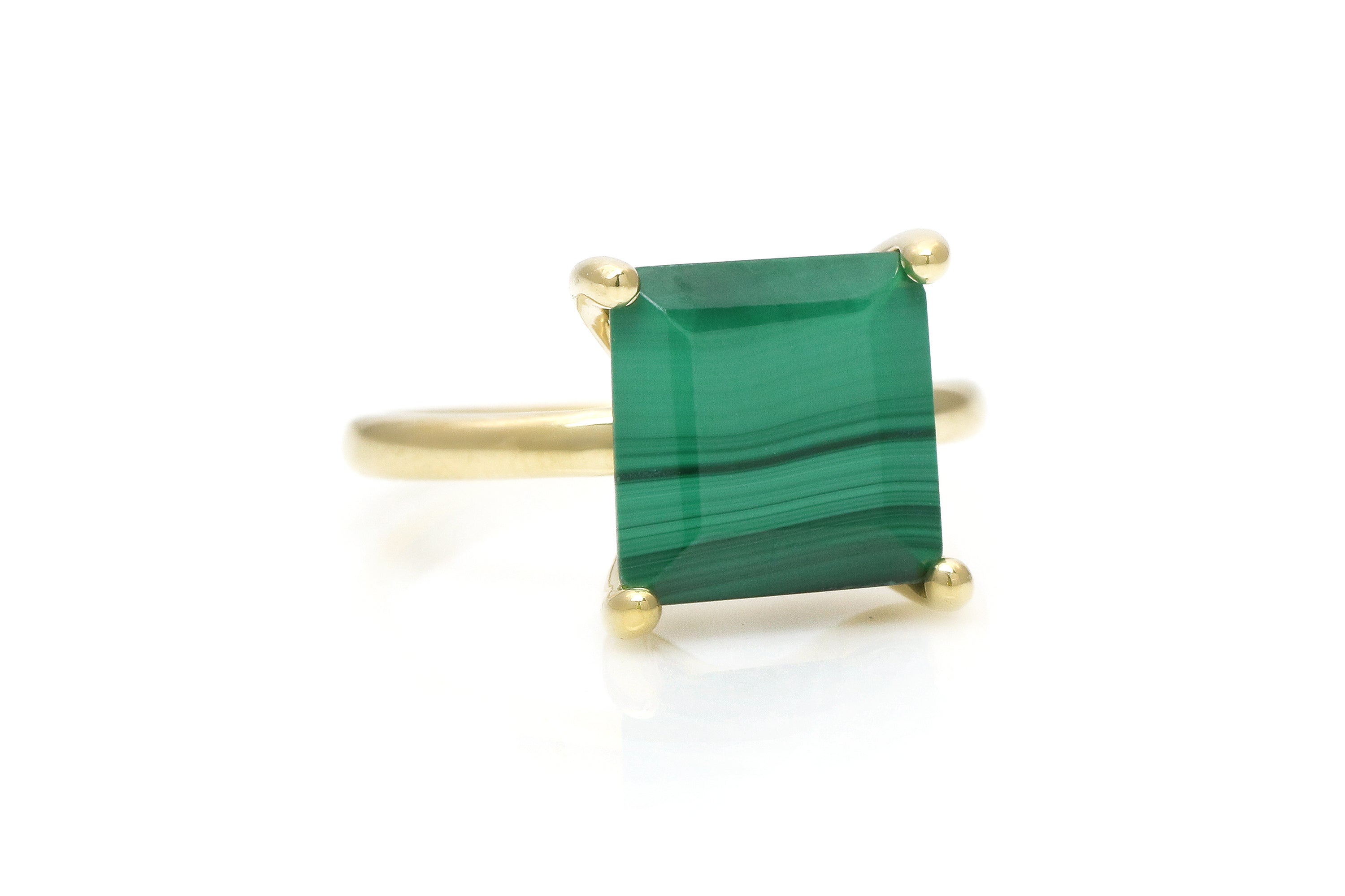 Rose Gold Square Malachite Ring Rings Anemone Unique