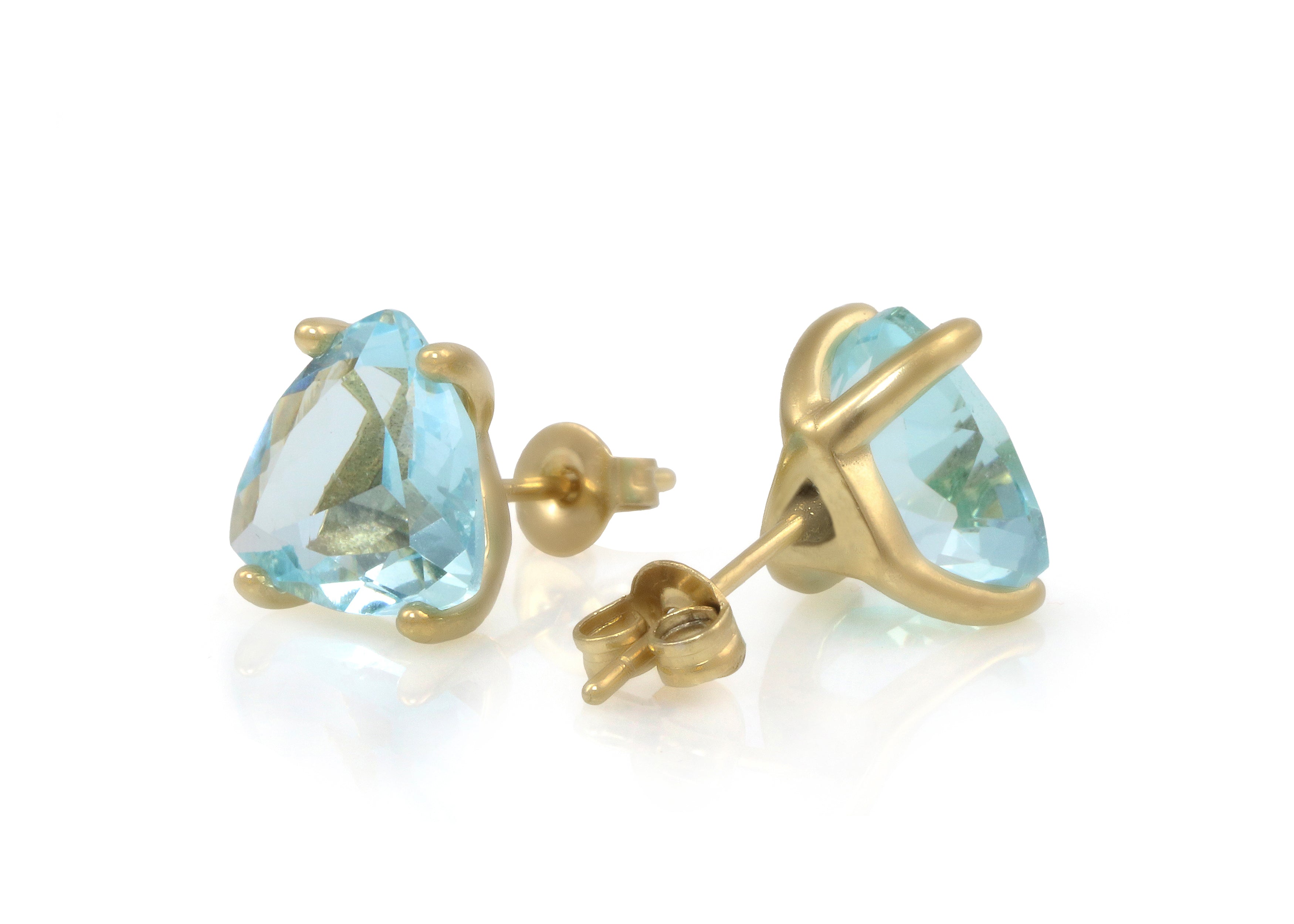 Lustrous Blue Topaz Gold Earrings Earrings Anemone Unique