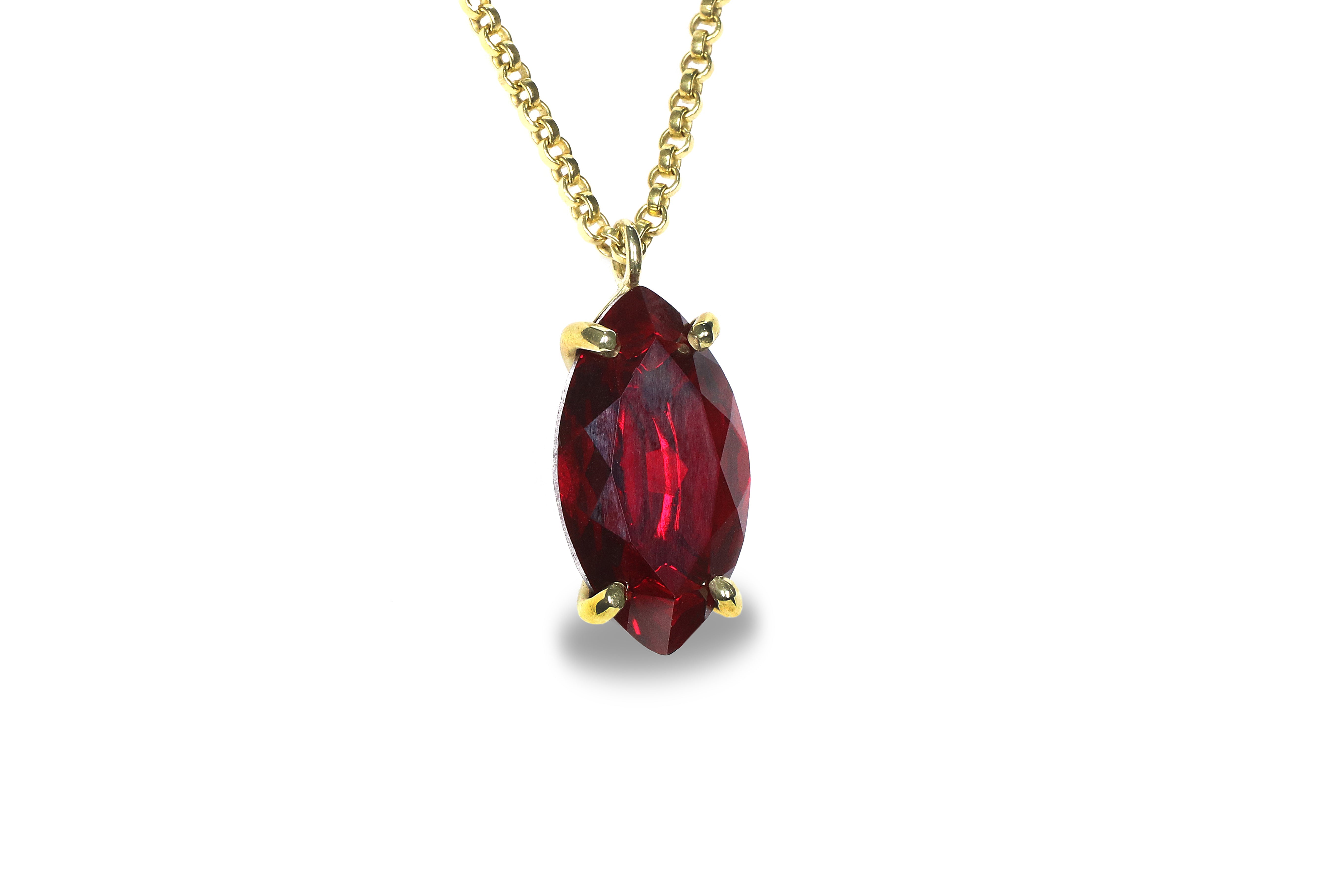 Marquise Garnet Pendant Necklace in 14k Gold Filled Anemone Jewelry