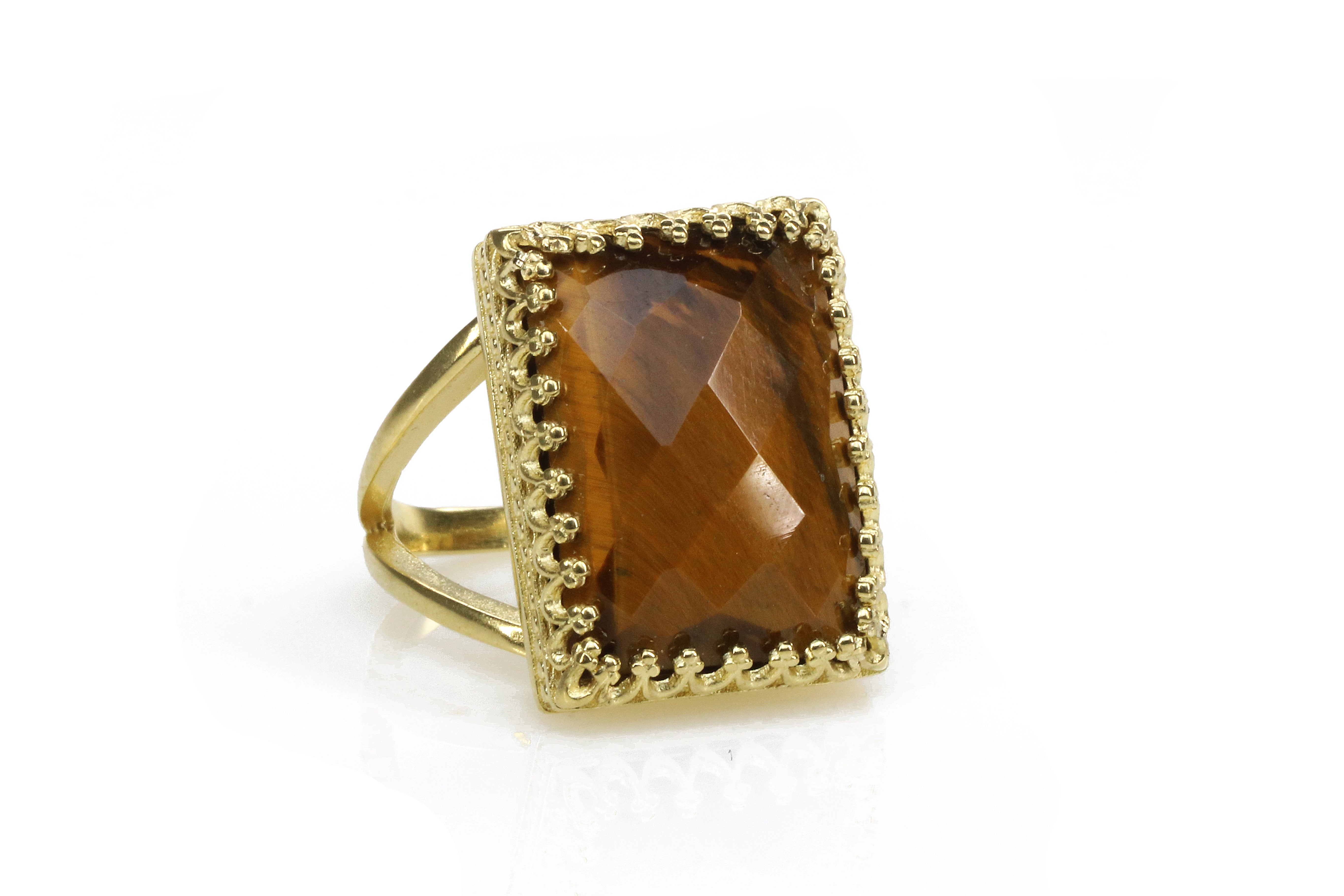 Tiger Eye in Sterling Silver Band Ring Rings Anemone Jewelry