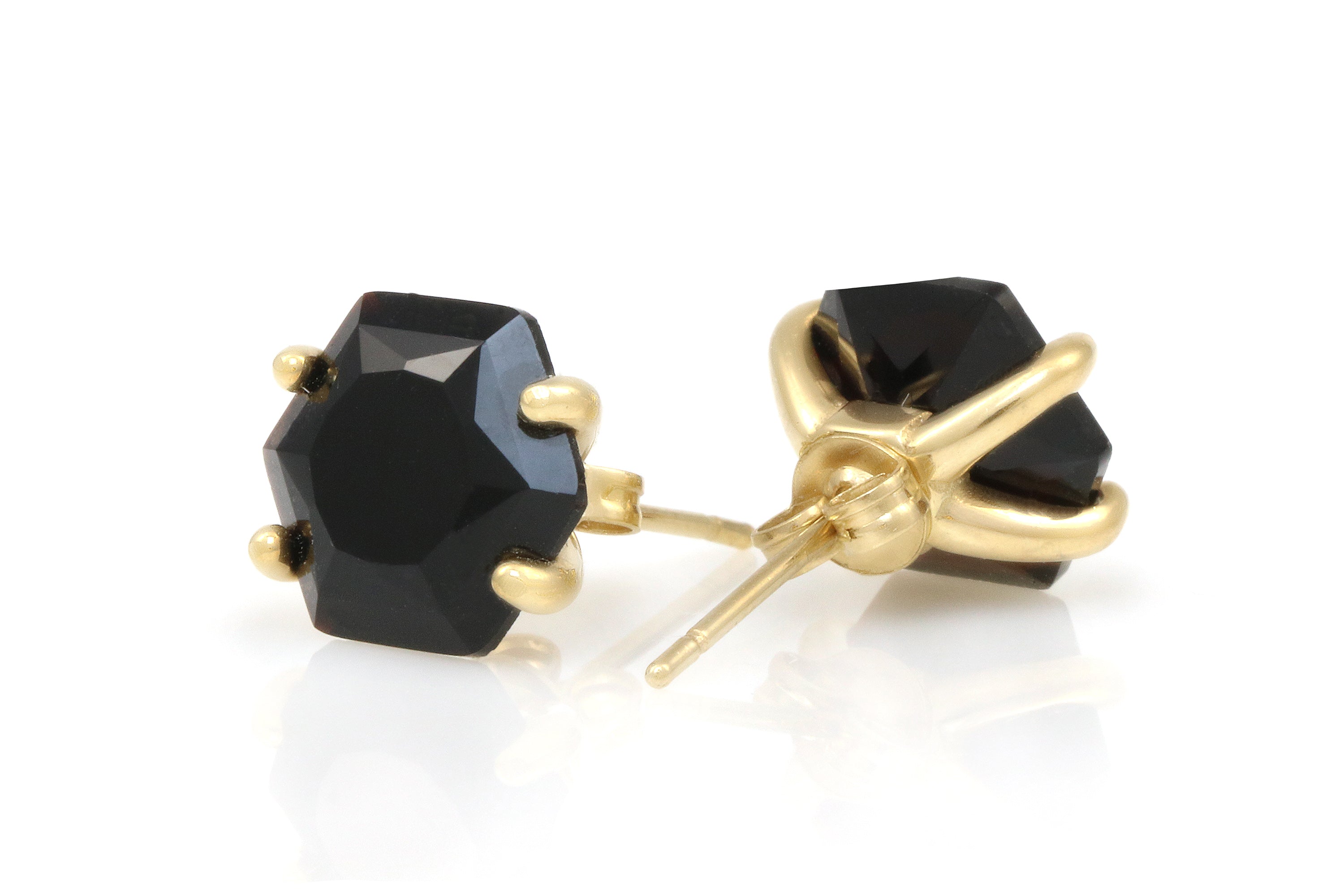Simple Black Onyx Gold Stud Earrings Earrings Anemone Unique