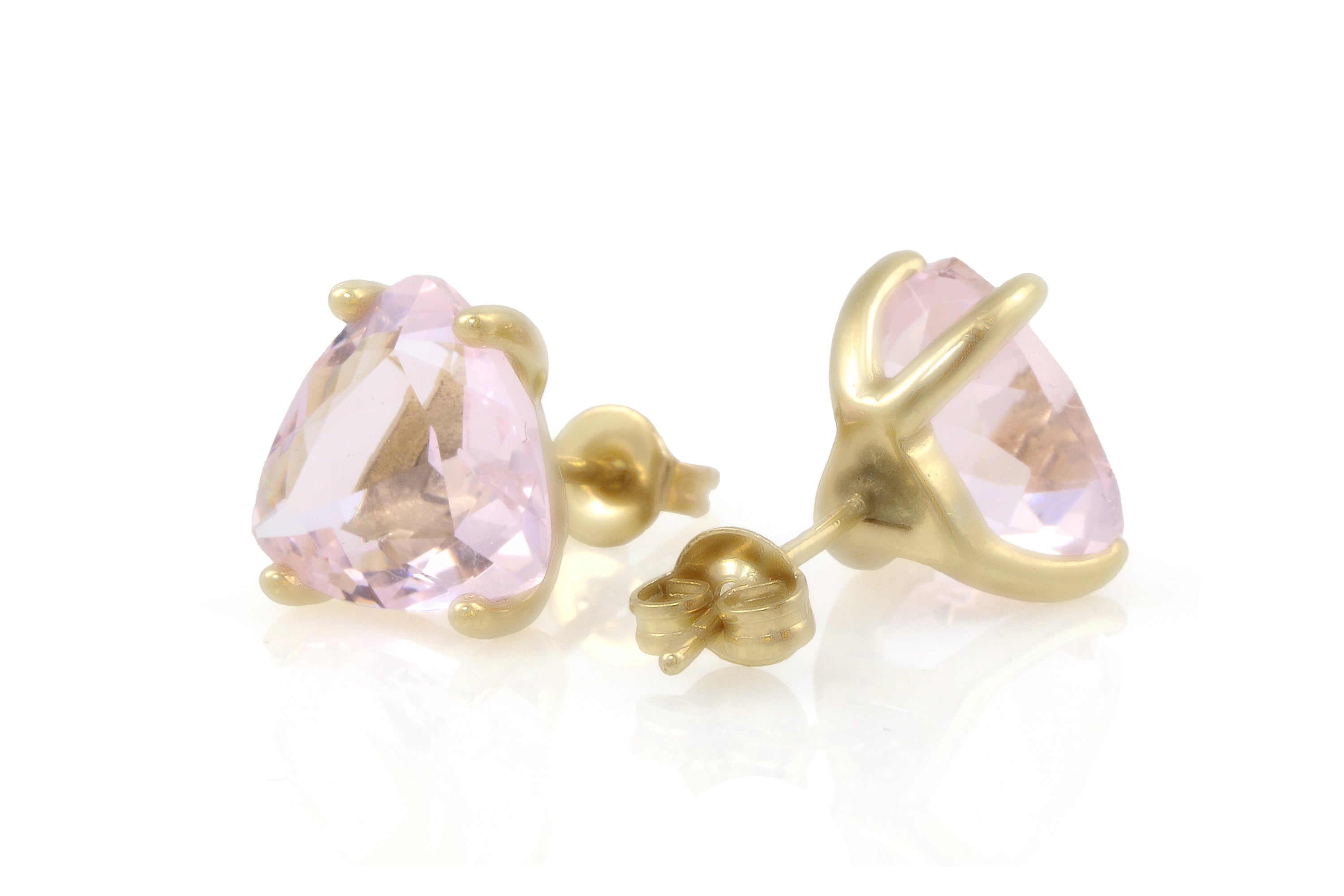 Timeless Rose Quartz Gold Stud Earrings Earrings Anemone Unique