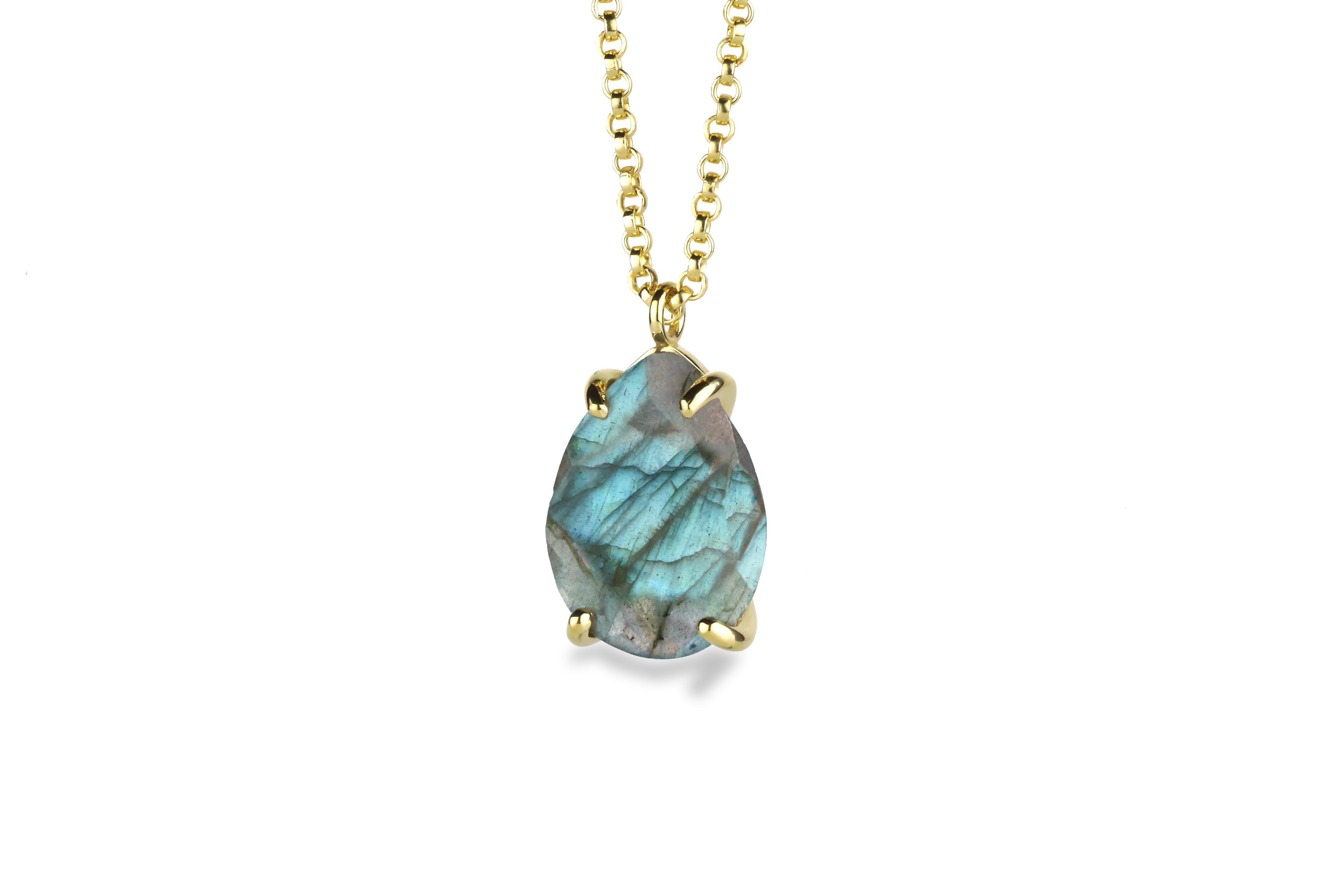 Elegant Labradorite Crystal Pendant Gold Necklace necklaces Anemone Jewelry