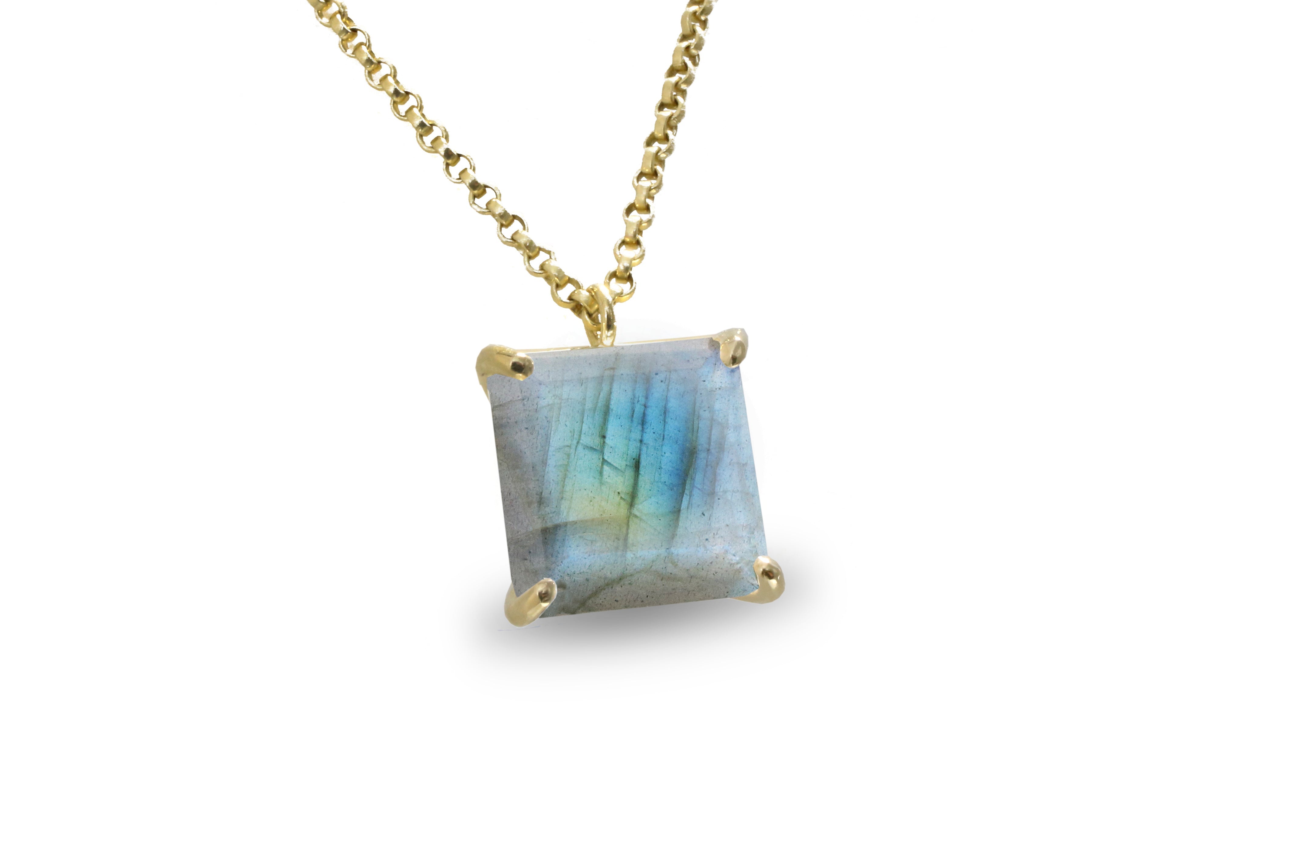 Unique Square Labradorite 14k Gold Pendant Necklace necklaces Anemone Jewelry