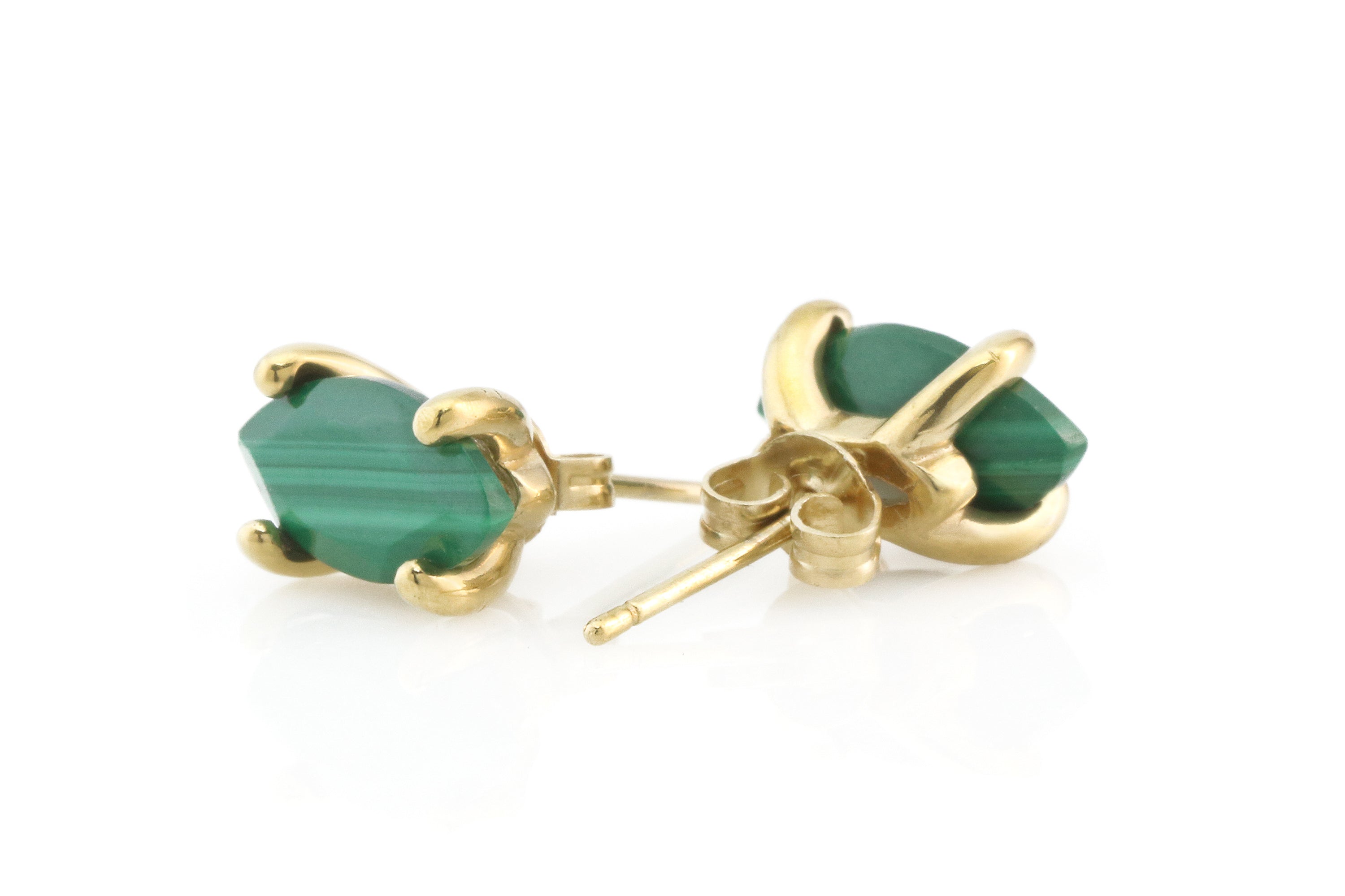 Vibrant Dainty Green Malachite Gold Earrings Earrings Anemone Unique