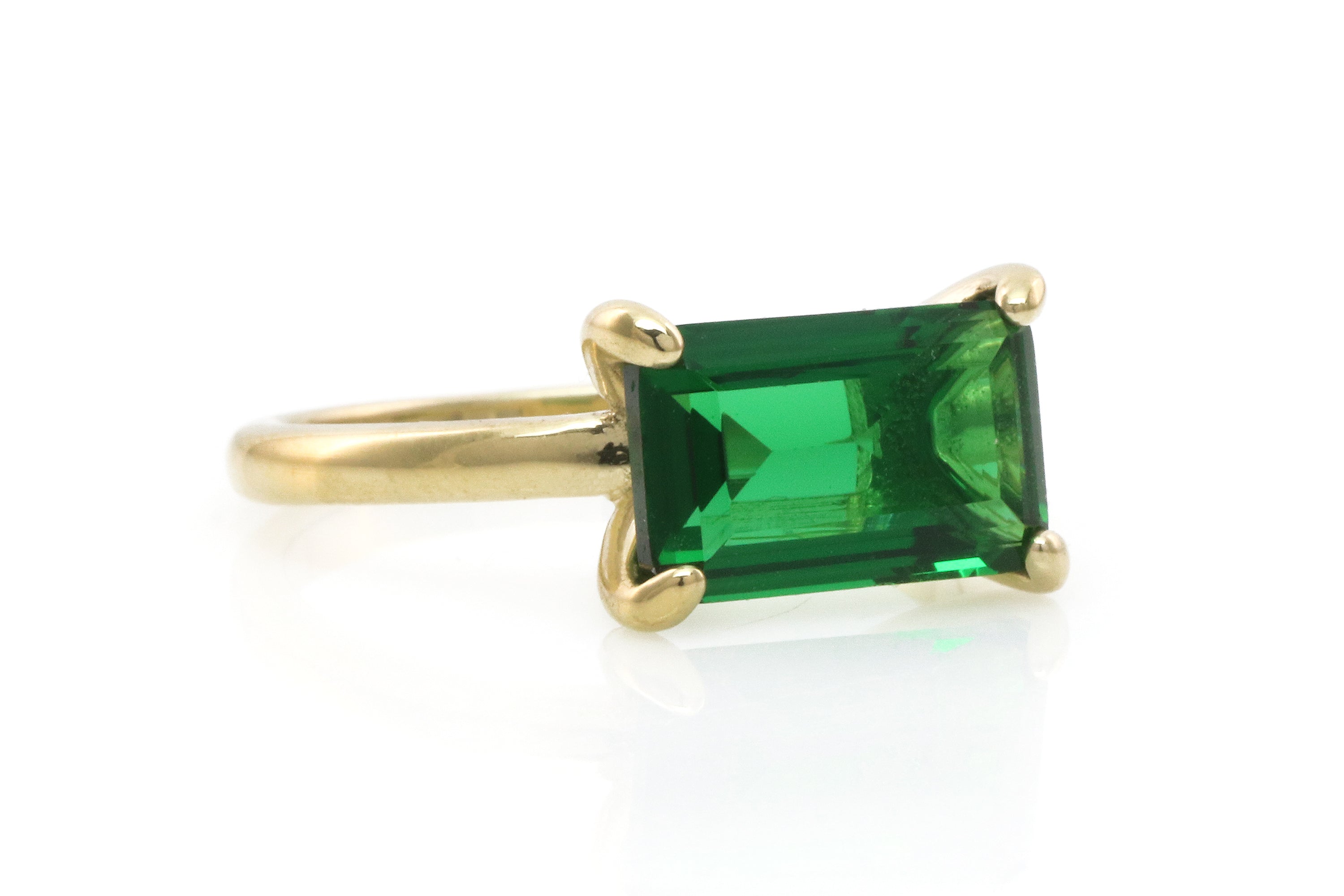 Gold Rectangle Emerald Ring Rings Anemone Unique