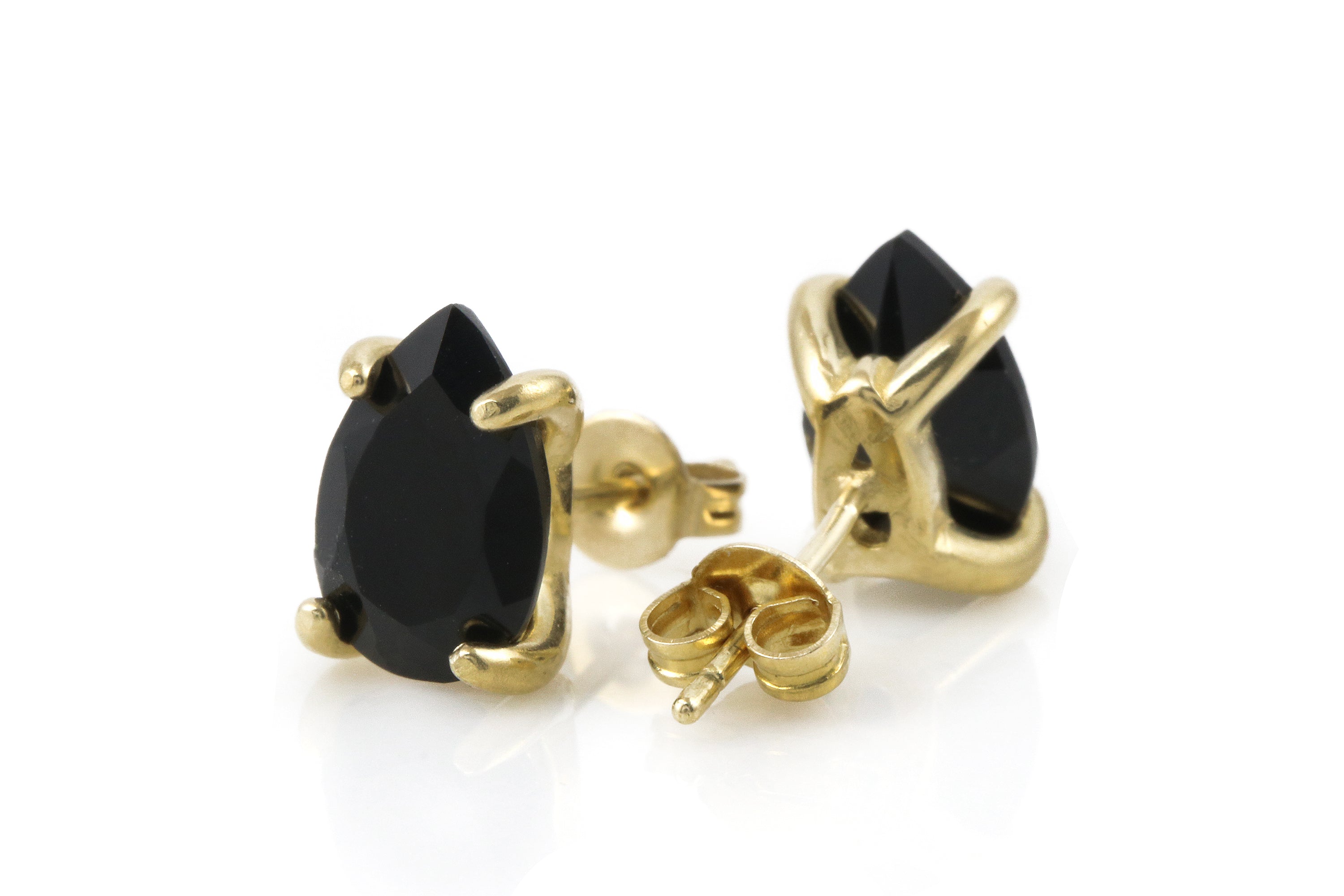 Black Pear Onyx Earrings in Gold Earrings Anemone Unique