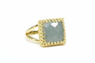 Elegant Square Aquamarine 925 Sterling Silver Ring Rings Anemone Jewelry