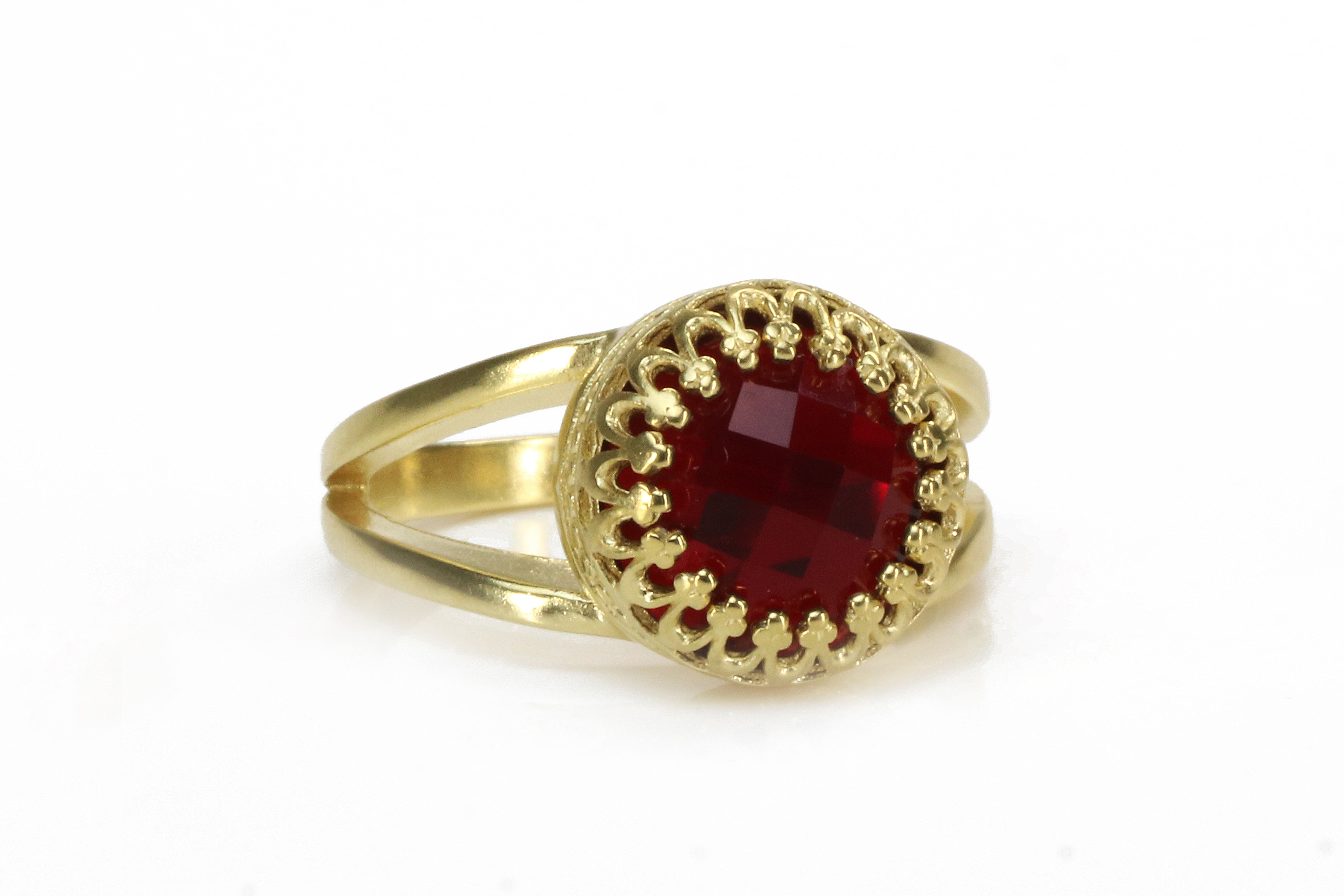 Bold Red Garnet in 14k Gold-filled Setting Rings Anemone Jewelry