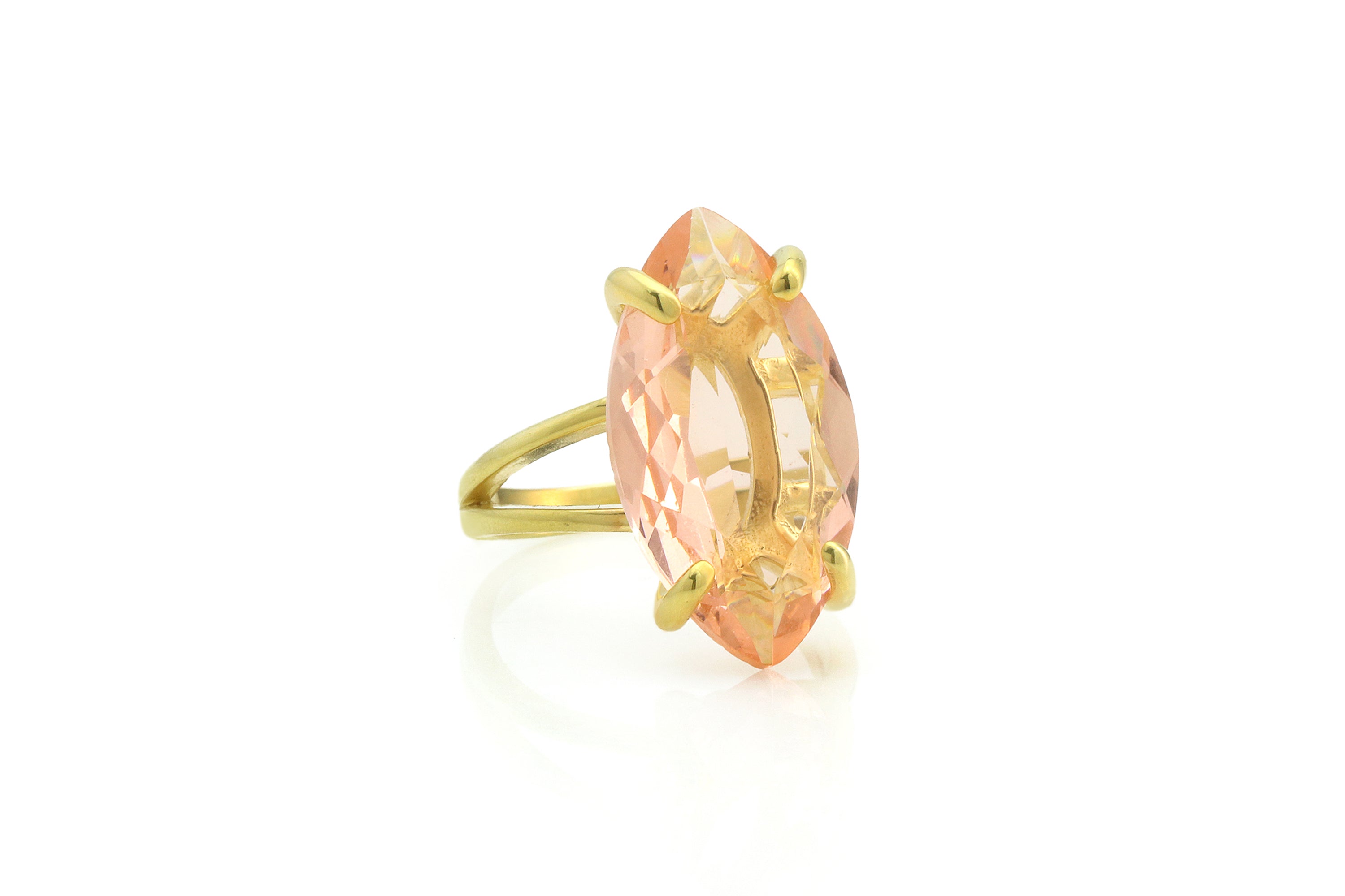 Marquise Lustrous Morganite Gold Ring Rings Anemone Jewelry