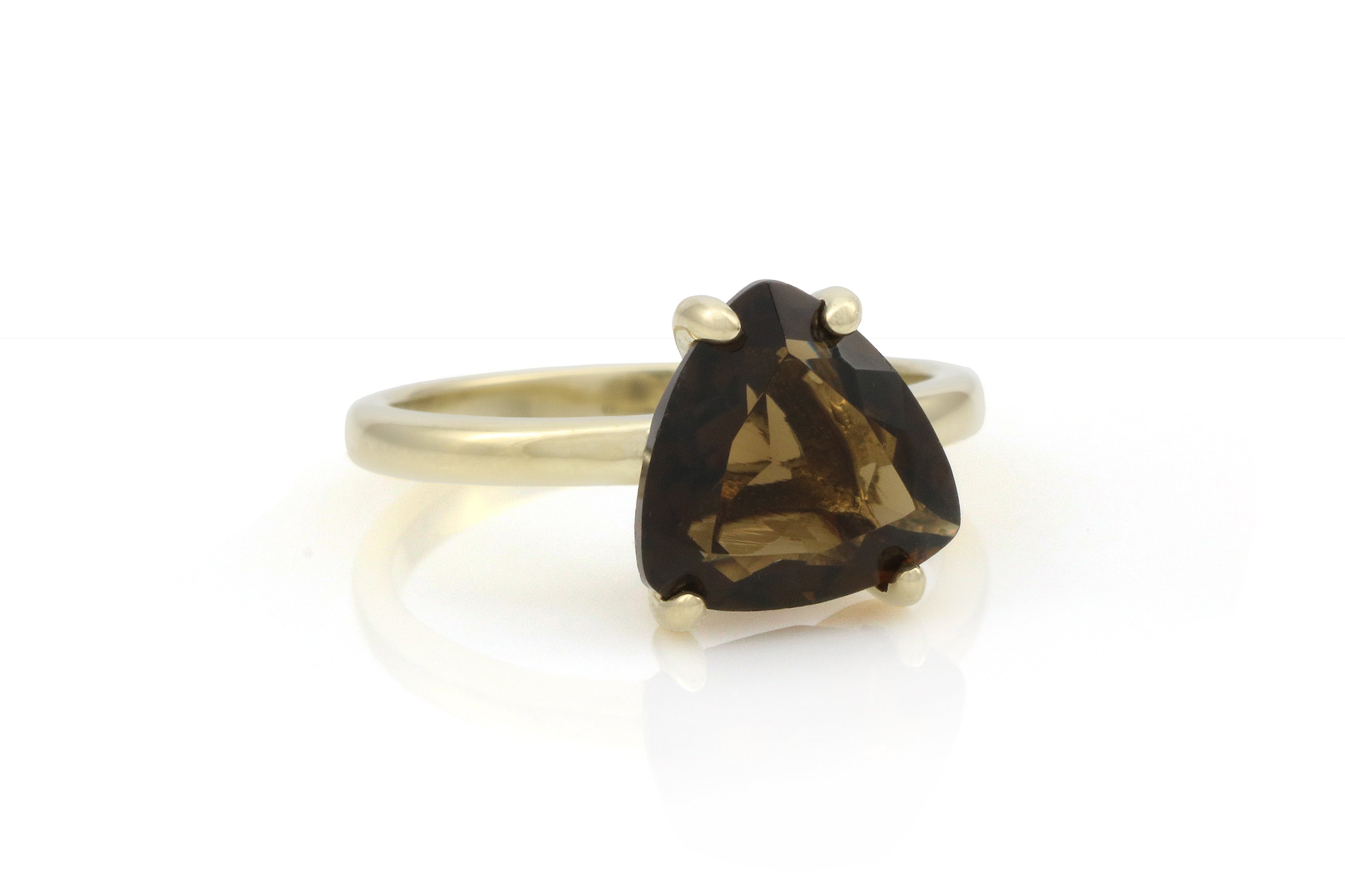 Smoky Quartz Trillion Cut Ring in 14K Gold-filled Setting Rings Anemone Unique