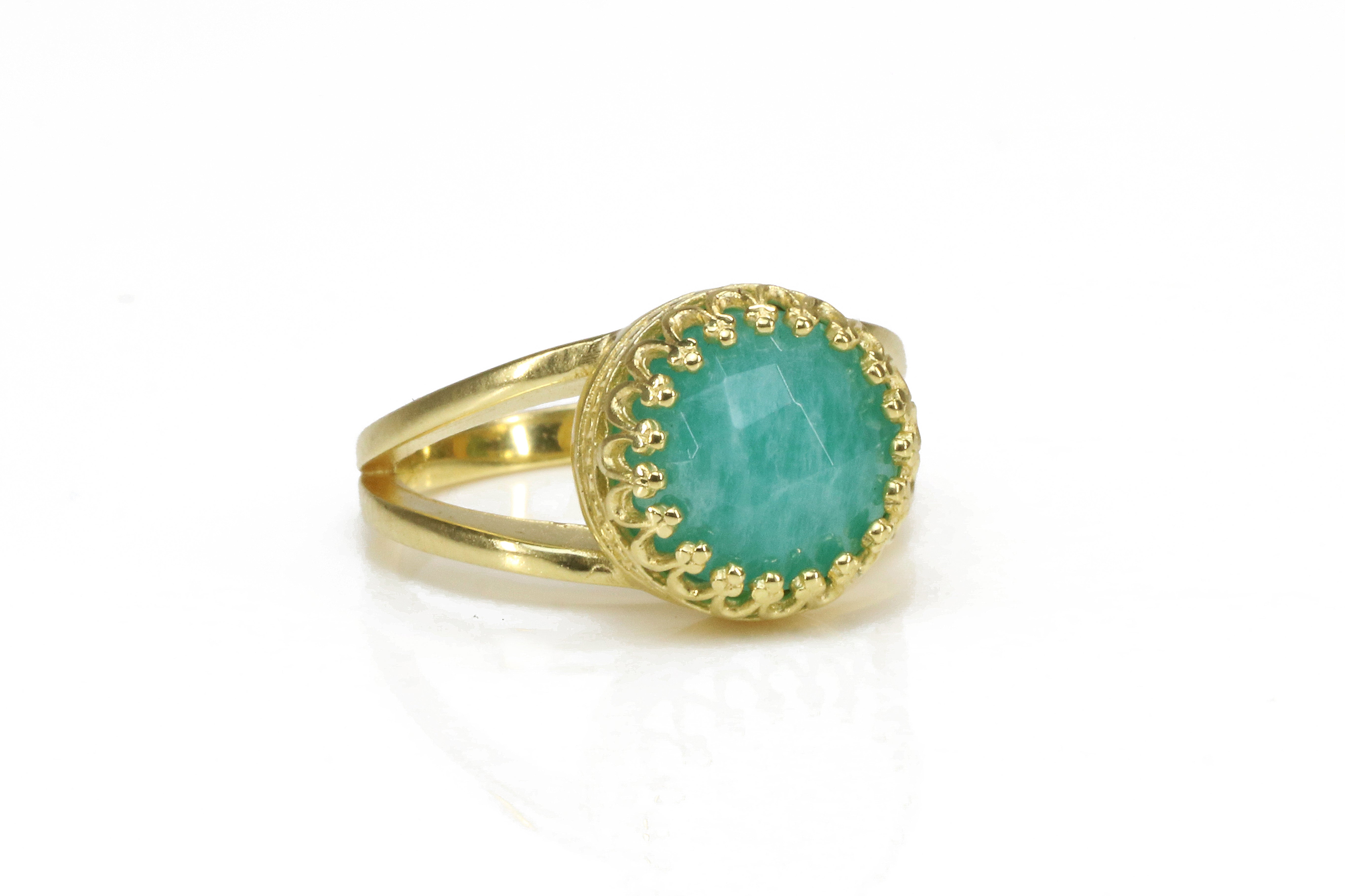 Exquisite Round Amazonite in 14K Gold-filled Ring Rings Anemone Jewelry