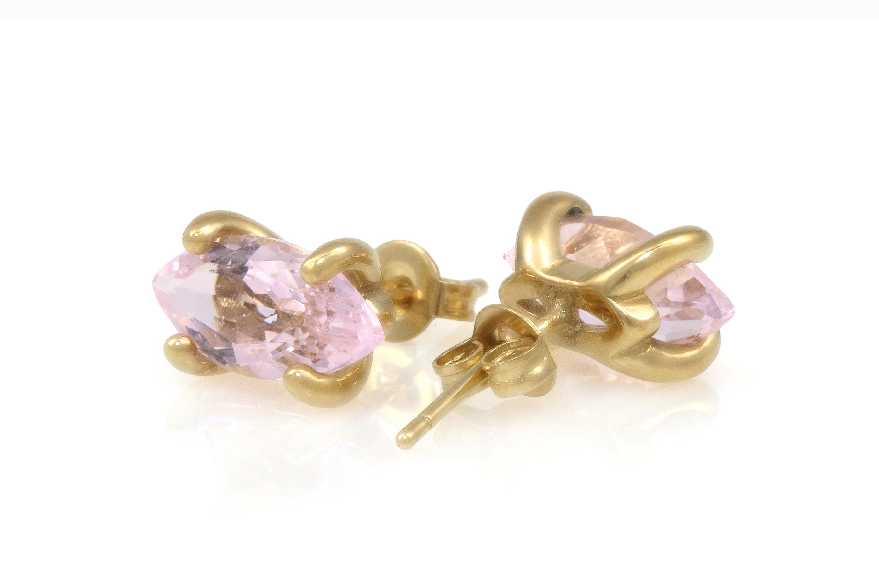 Gold Marquise Rose Quartz Earrings Earrings Anemone Unique