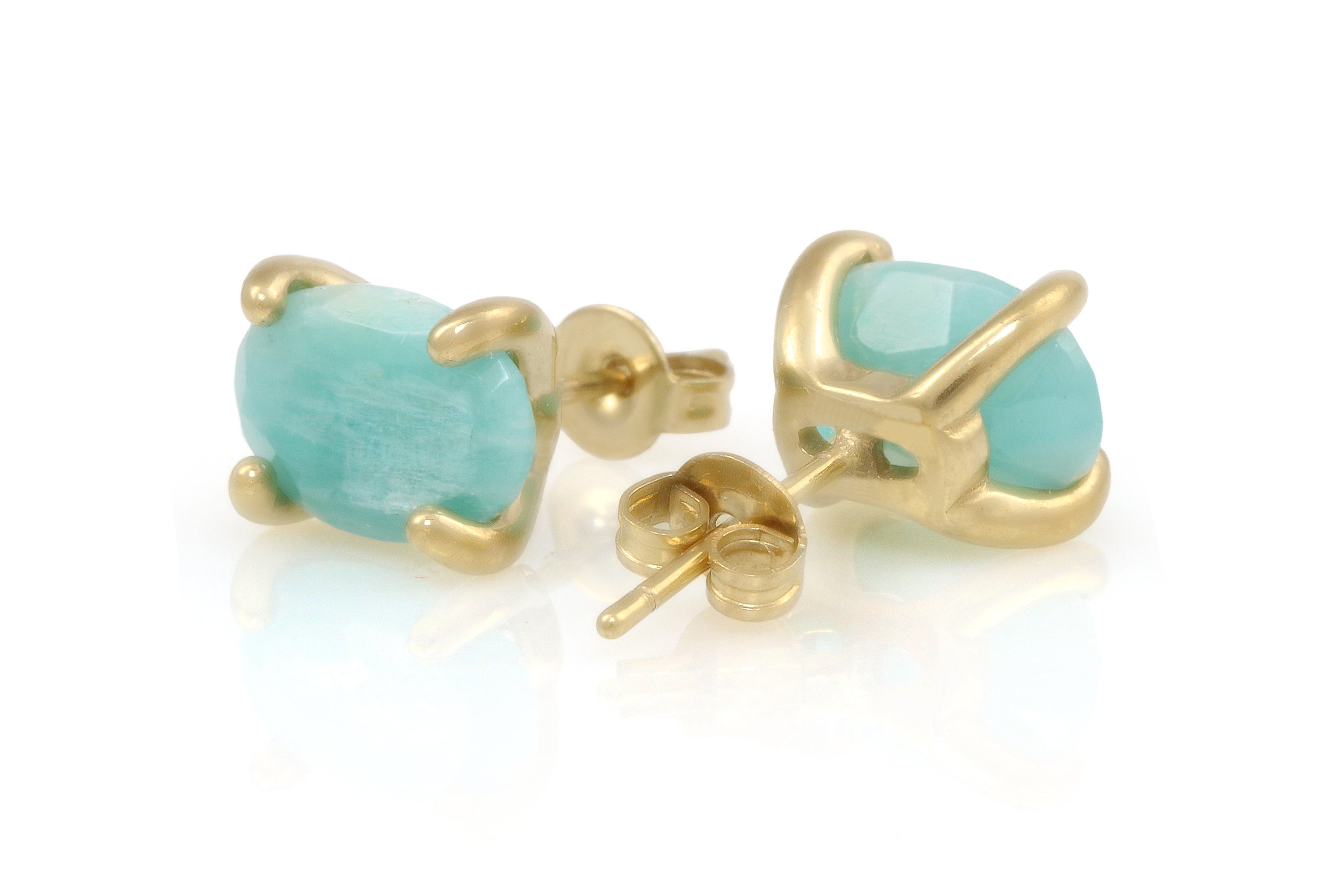 Delicate Oval Amazonite Gold Earrings Earrings Anemone Unique
