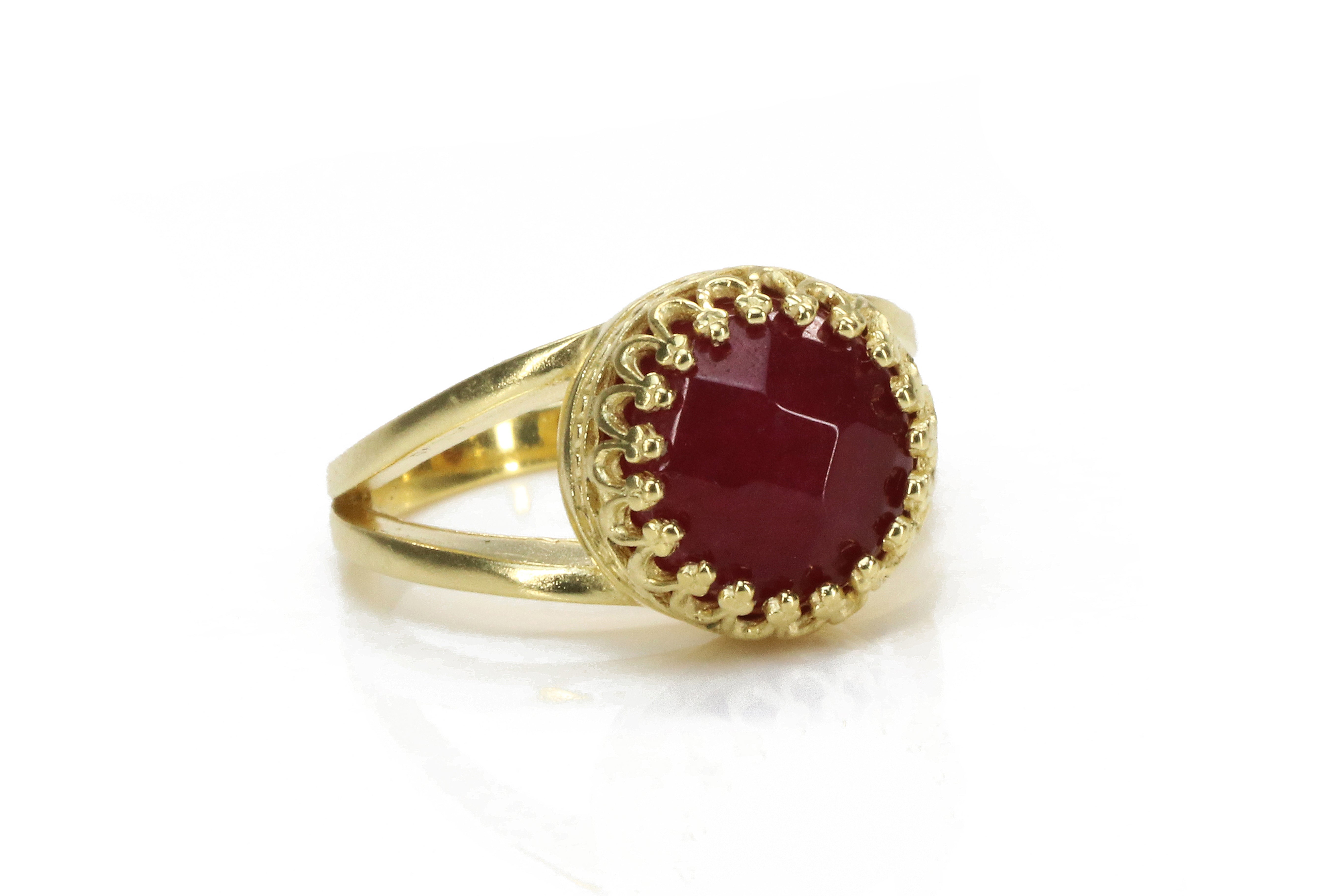 Intricate Red Jade Ring in Rose Gold Rings Anemone Jewelry