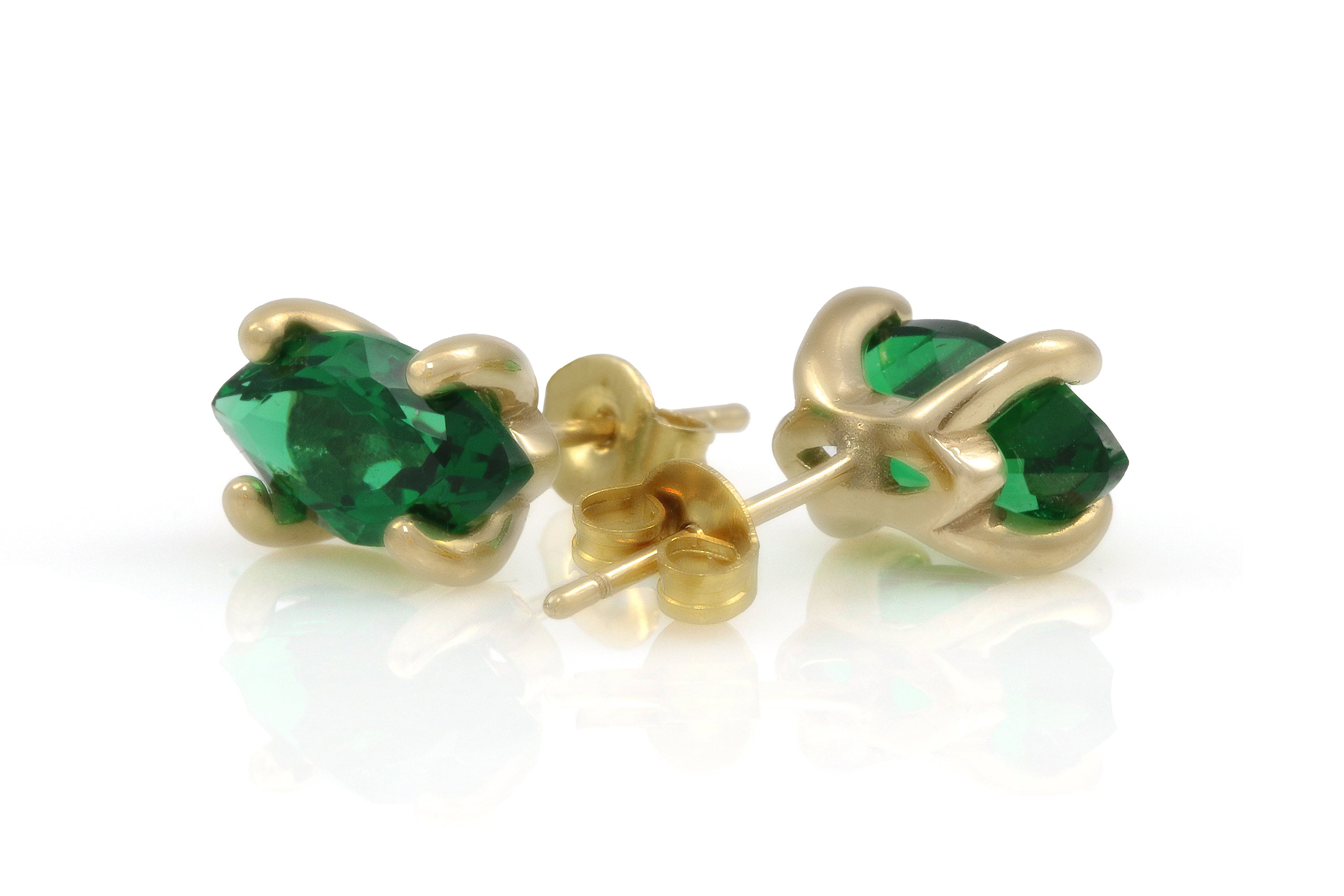 Delicate Emerald Gold Stud Earrings Earrings Anemone Unique