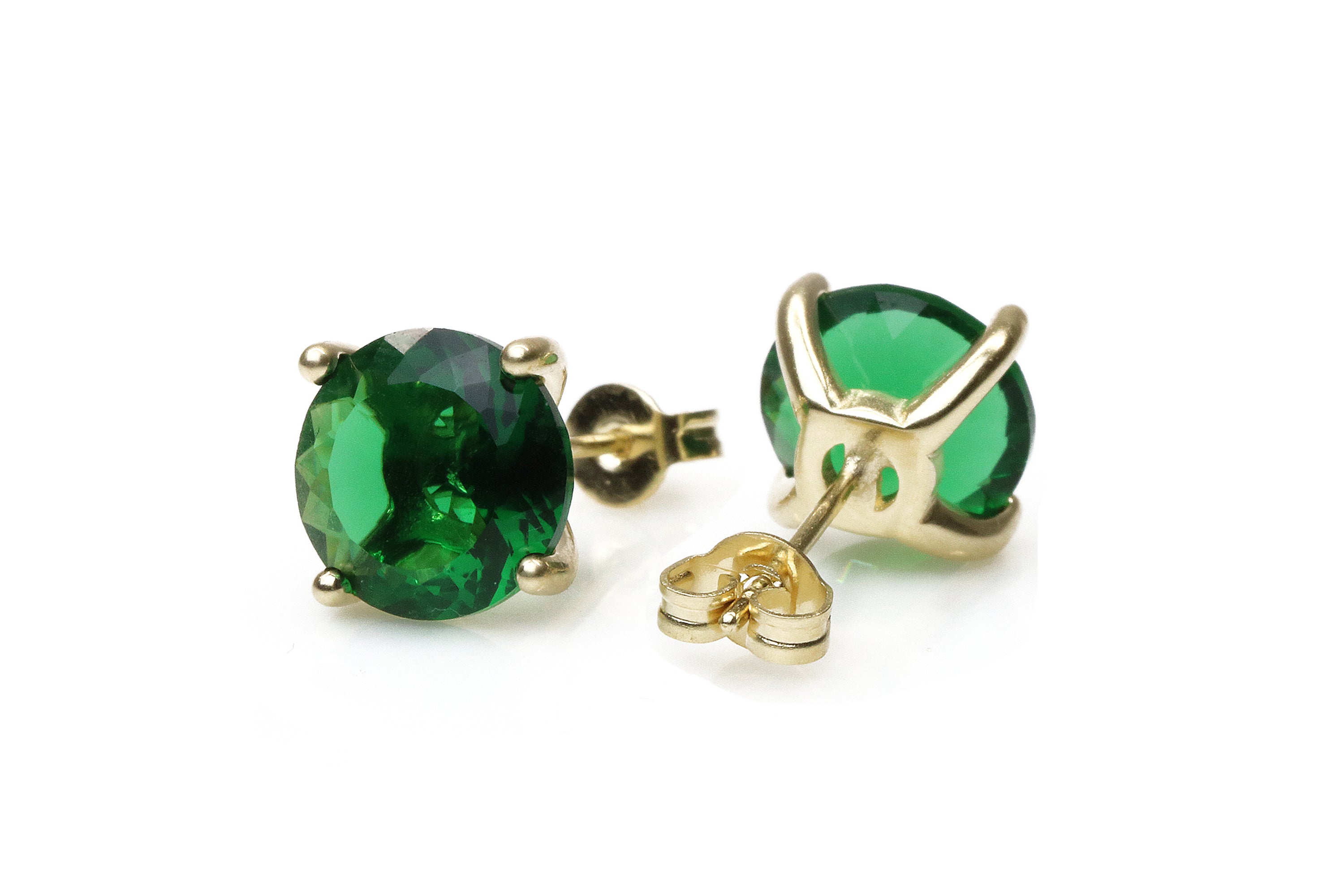 Stunning Round Emerald Gold Stud Earrings Earrings Anemone Unique