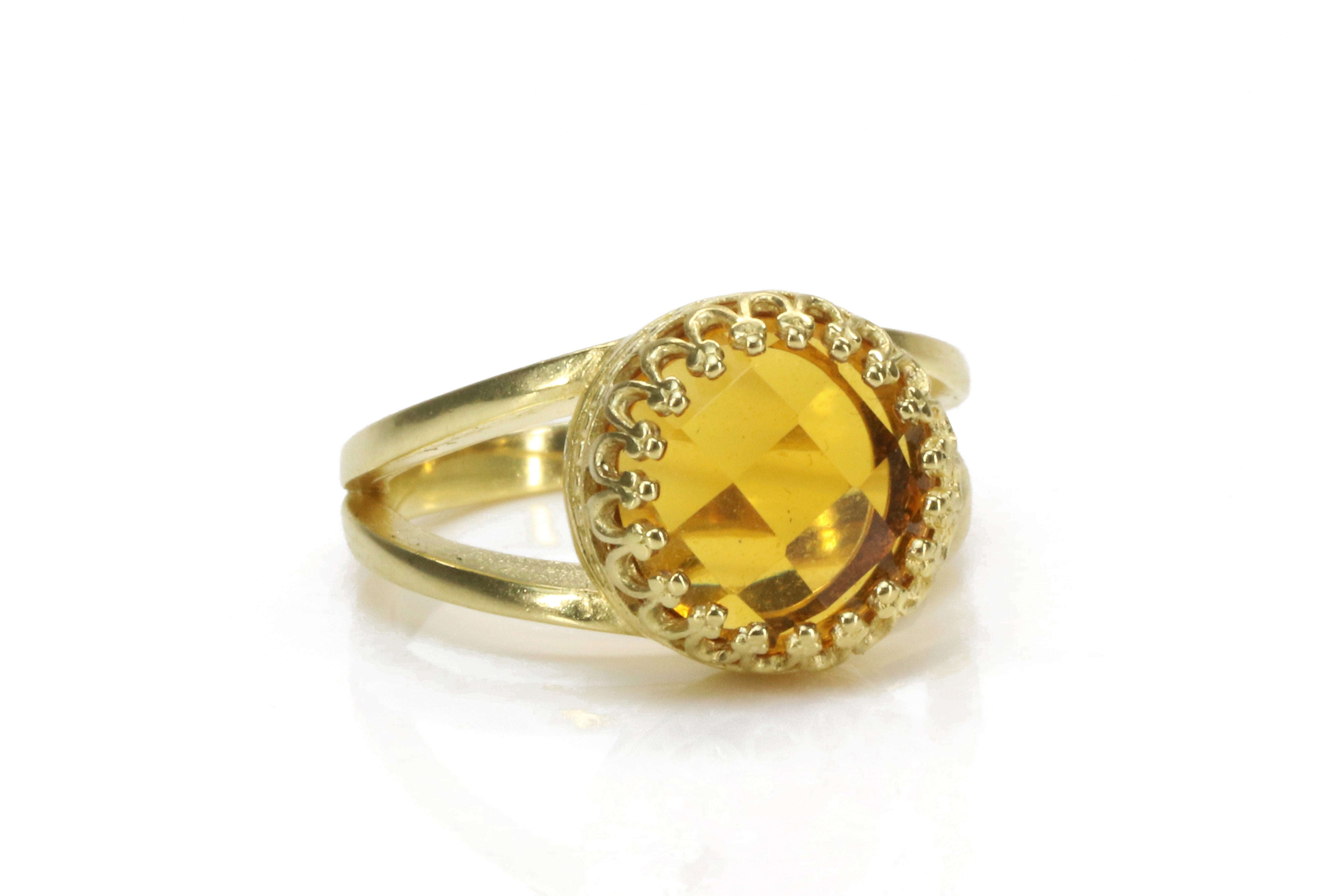 Citrine Ring with 14K Rose Gold-filled Double Band Rings Anemone Jewelry