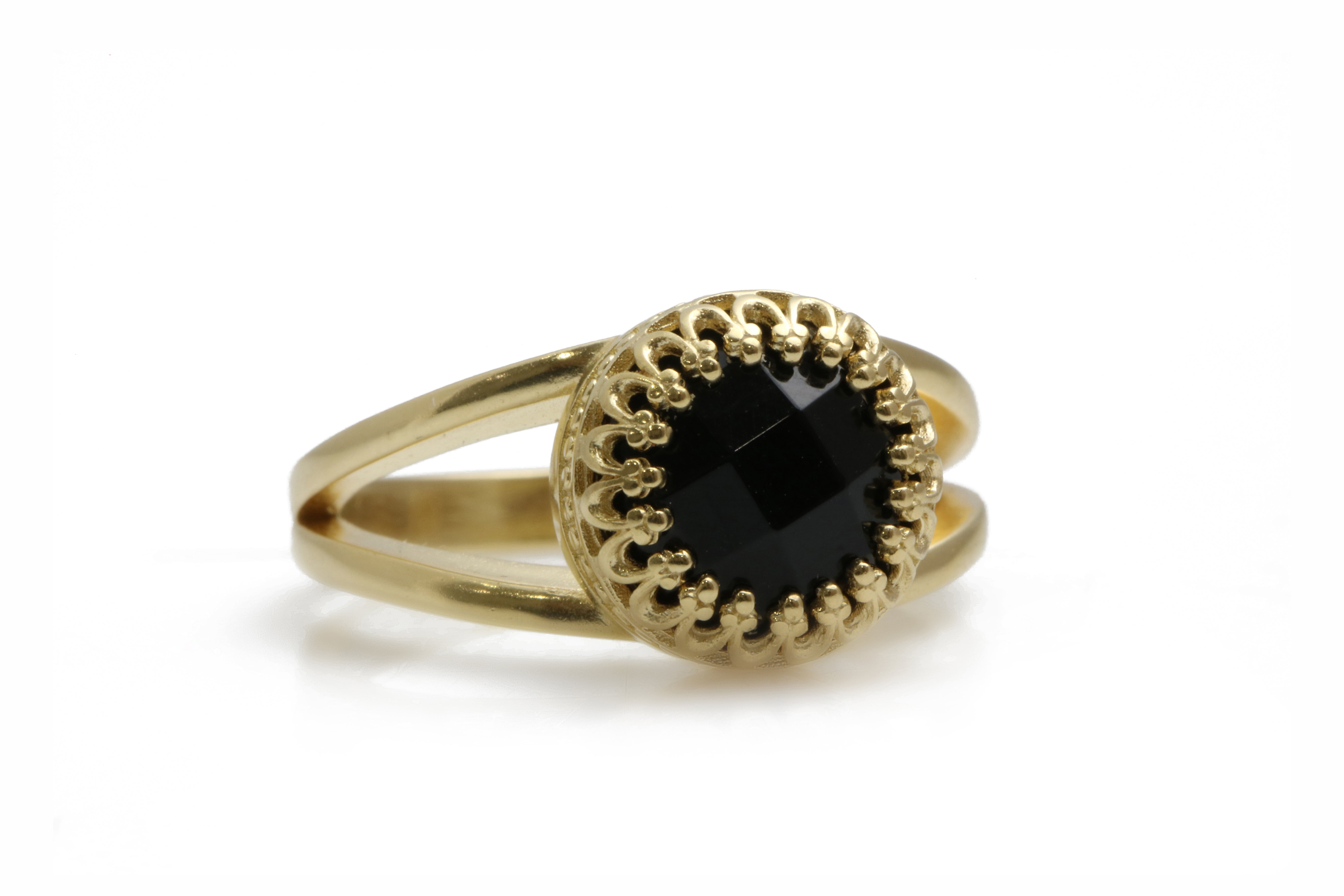 Intricate Onyx Rose Gold Ring Rings Anemone Jewelry