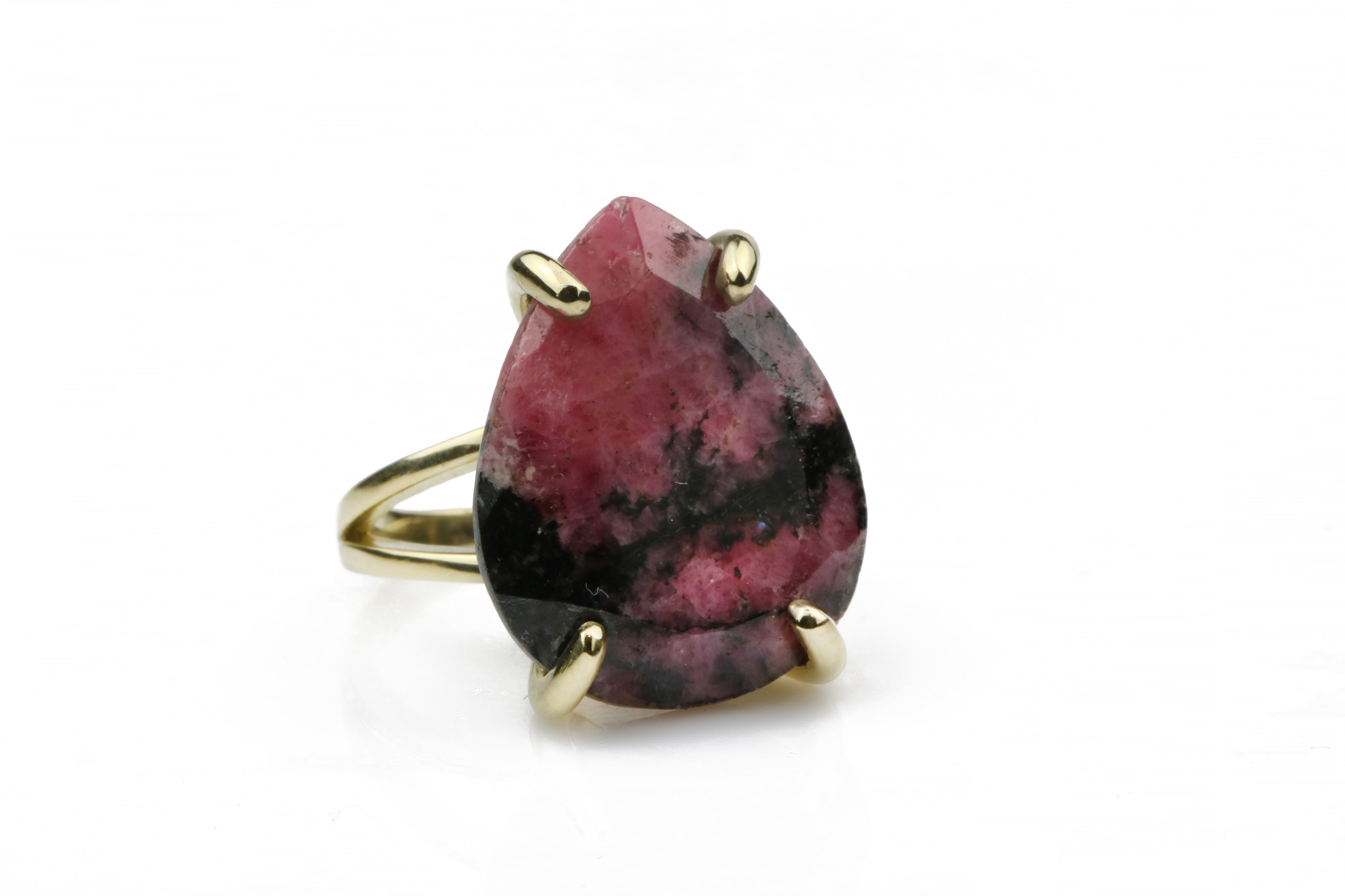 14CT Rhodonite 14K Gold Ring Rings Anemone Jewelry