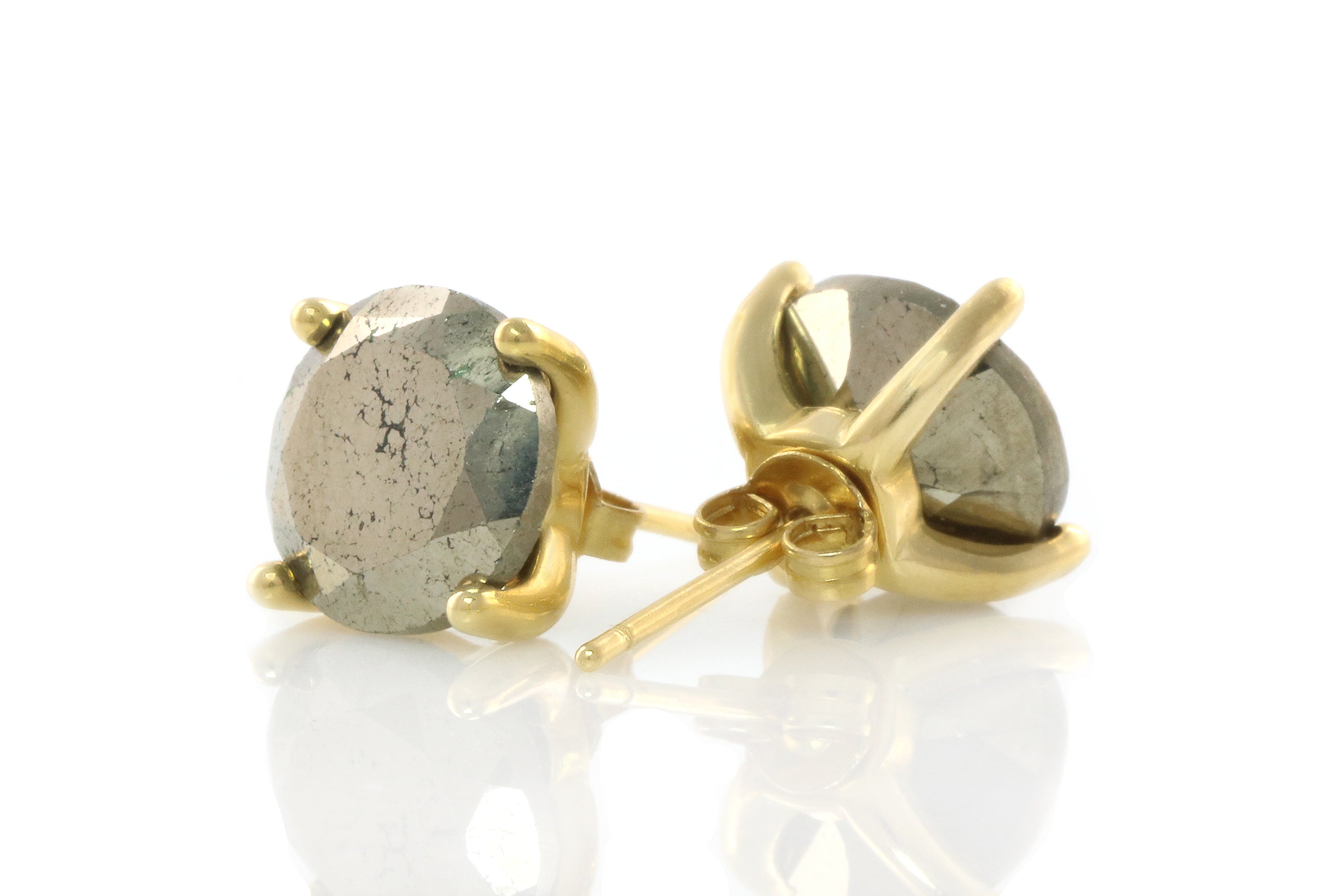 Semiprecious Pyrite Stone Gold Earrings Earrings Anemone Unique