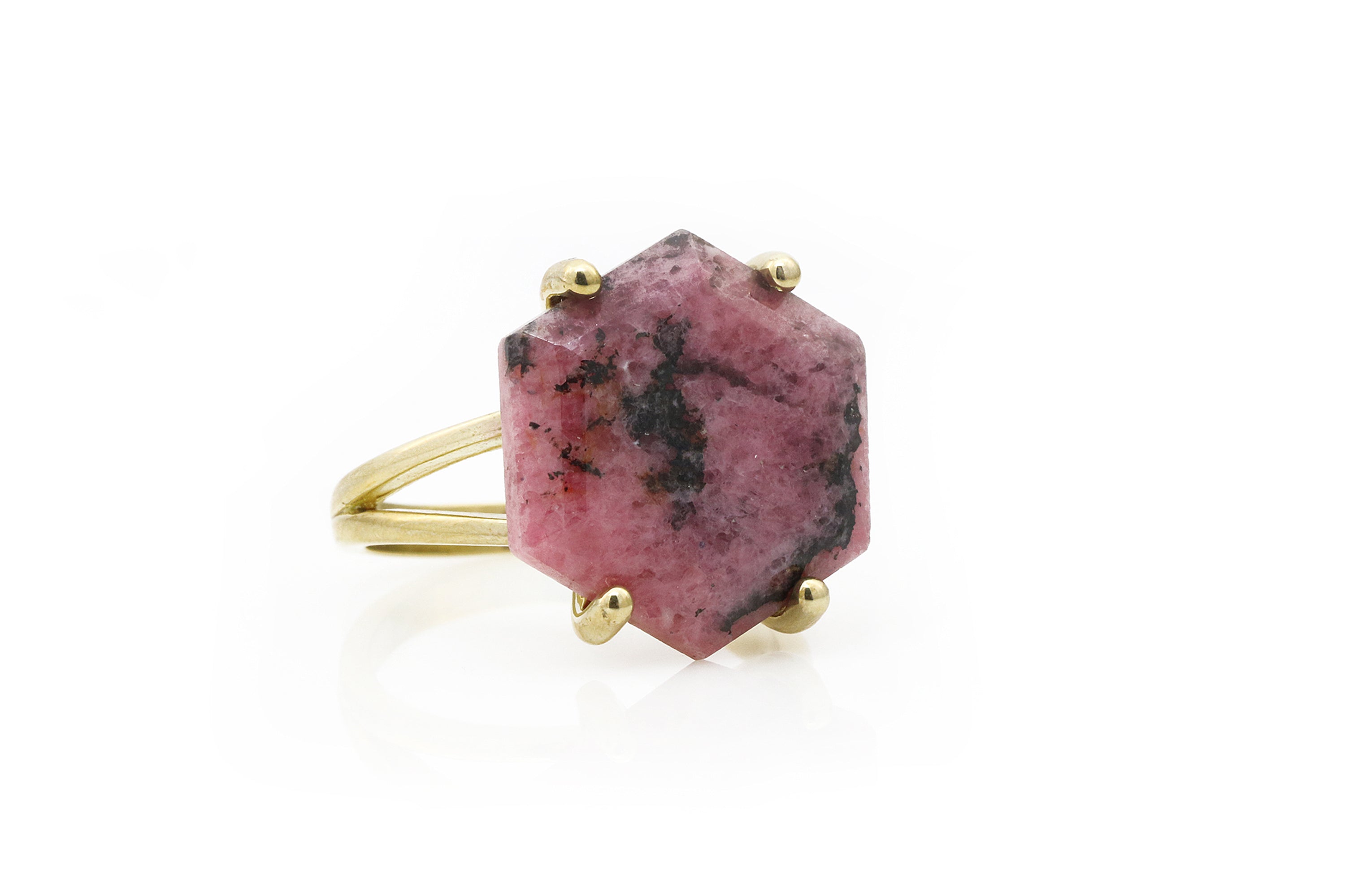 Fashionable Gold Cocktail Rhodonite Ring Rings Anemone Jewelry