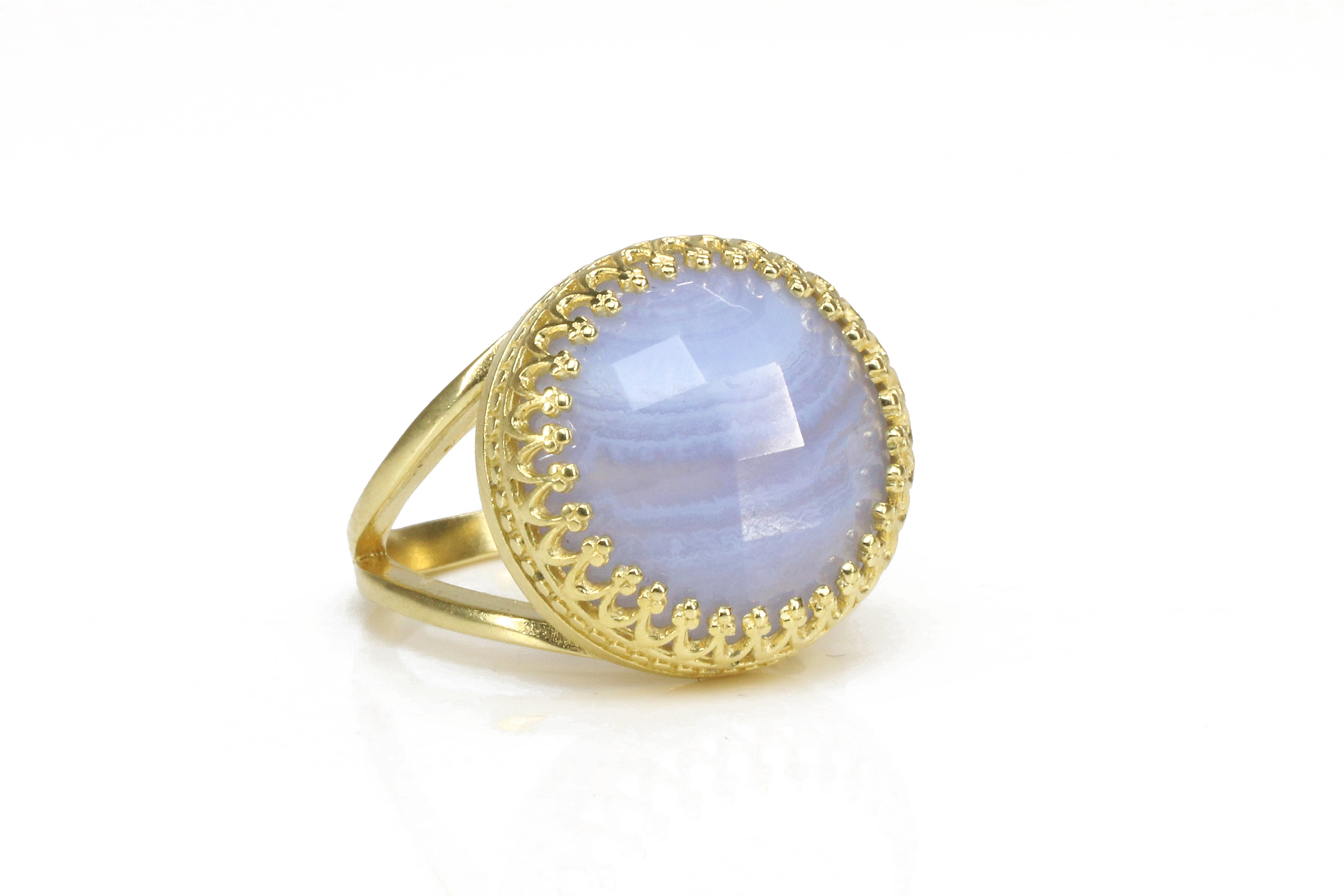 Lace Agate in 14k Gold Filled Double Ring Band Rings Anemone Jewelry